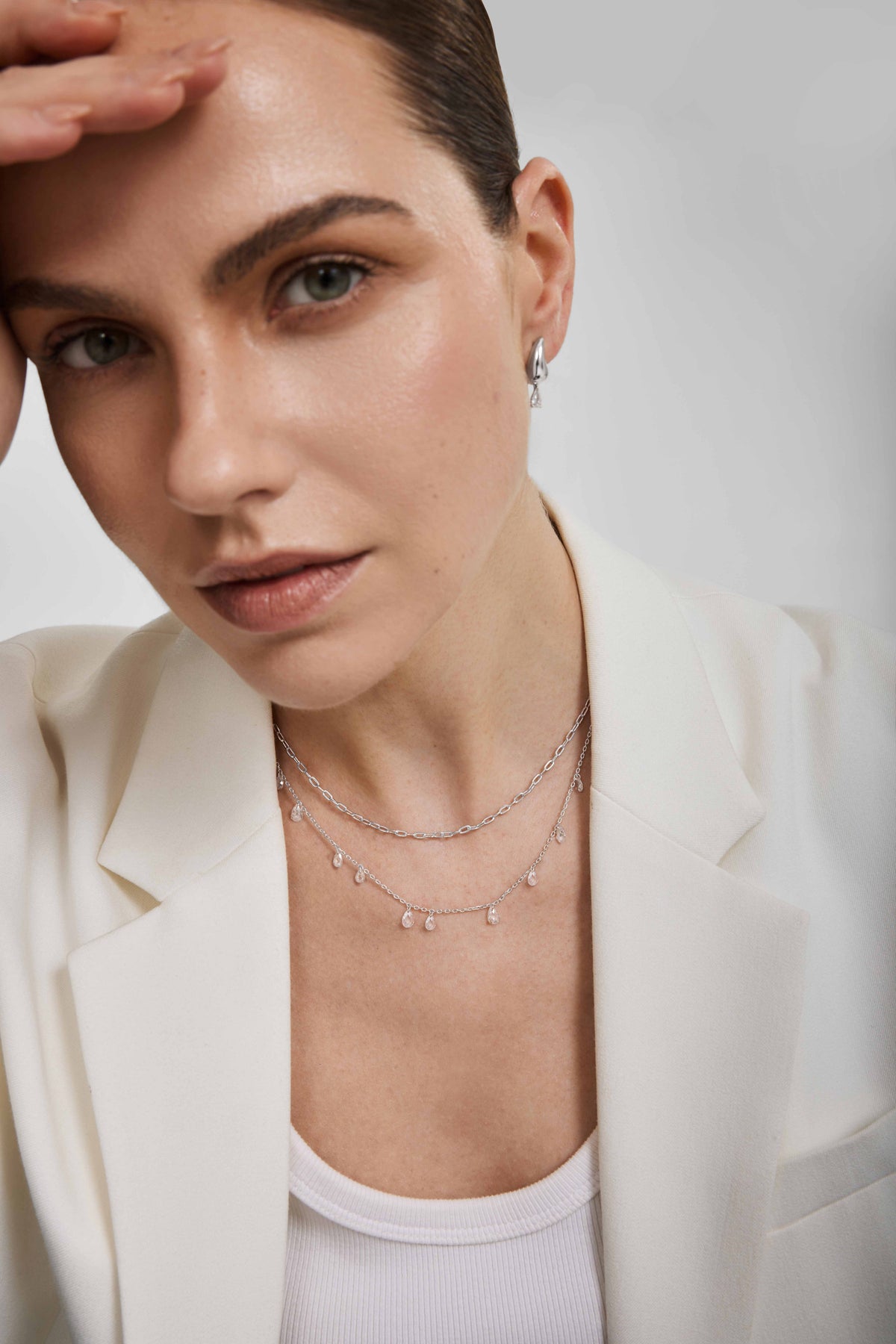 Ania Haie Silver Ethereal Teardrop Dangle Station Necklace N078-01H N078-01H view 3