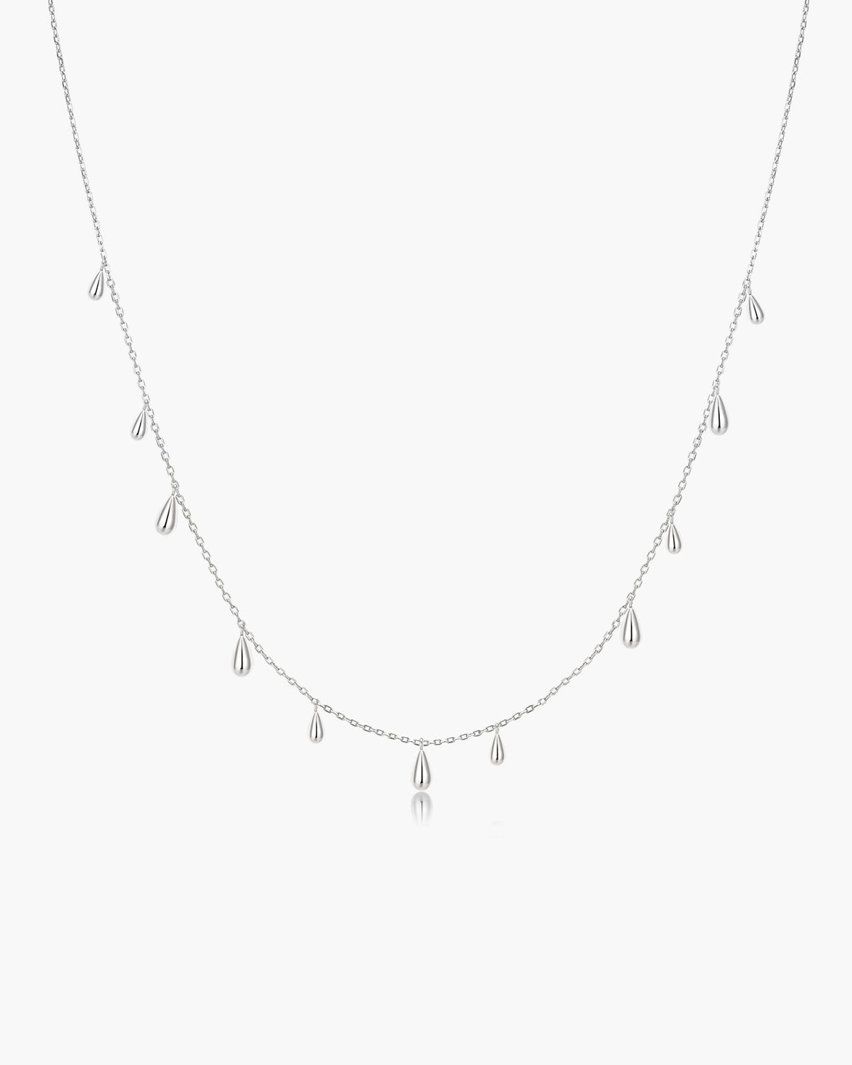Ania Haie Silver Polished Teardrop Dangle Station Necklace N078-02H N078-02H front packshot