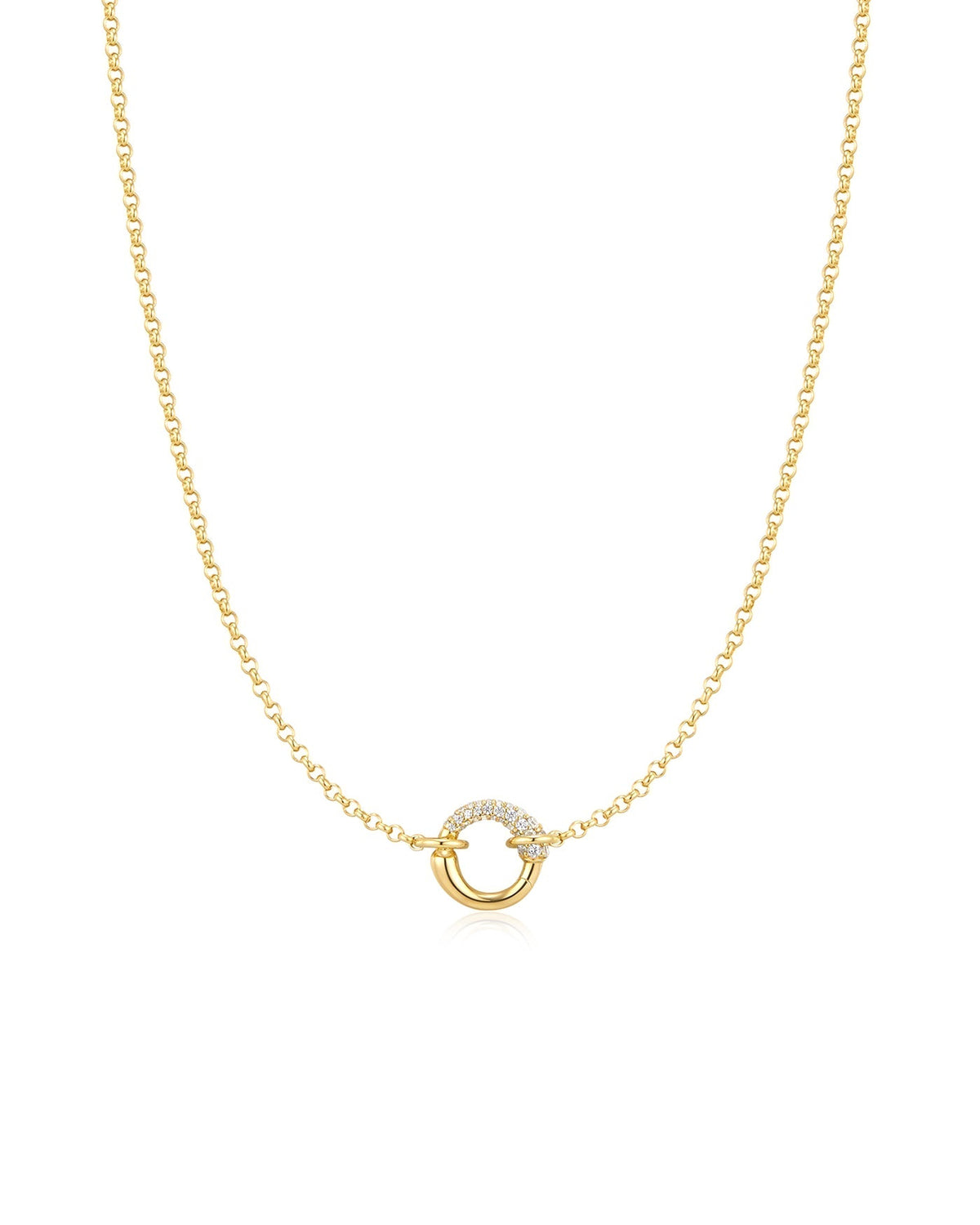 Ania Haie Gold Half Pave & Polish Hoop Necklace N078-03G N078-03G front packshot