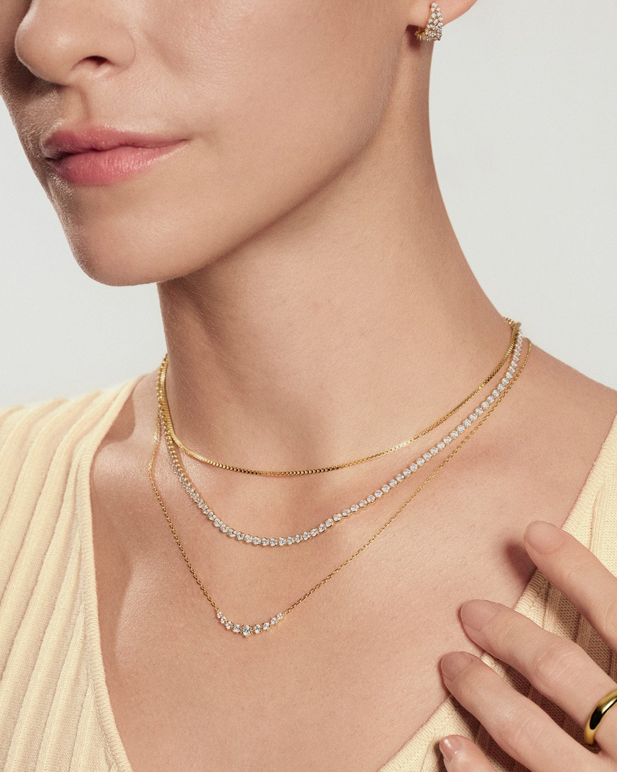 Ania Haie Gold Graduated Pave Arc Necklace