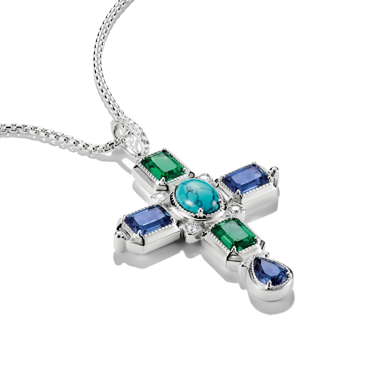 Thomas Sabo Cross pendant with multicoloured stones