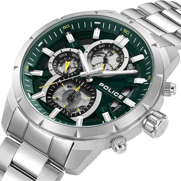 Police Chronograph Green Dial Stainless Steel Band Neist Men's Watch PEWJK0021805