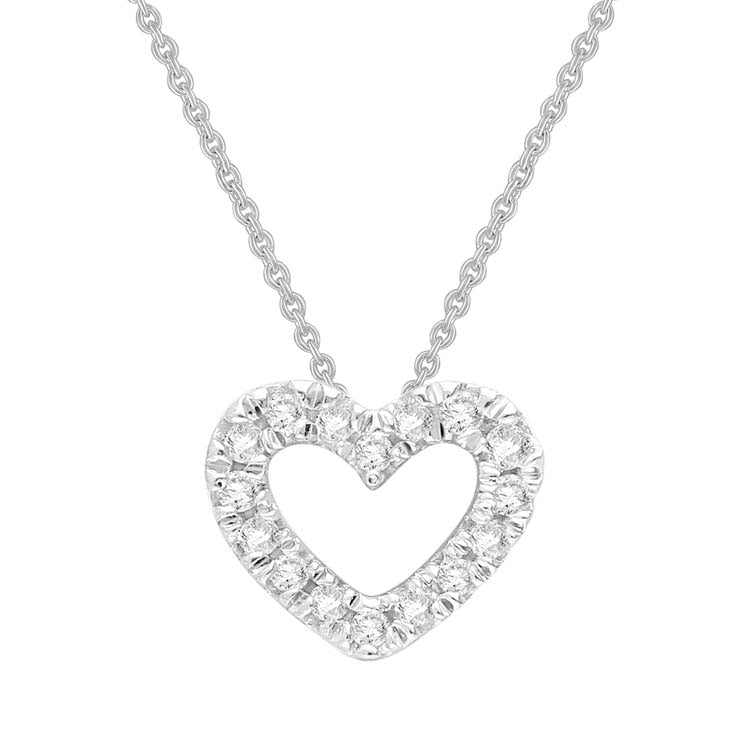 0.04ct Diamond Heart Necklace 45cm in 9K White Gold