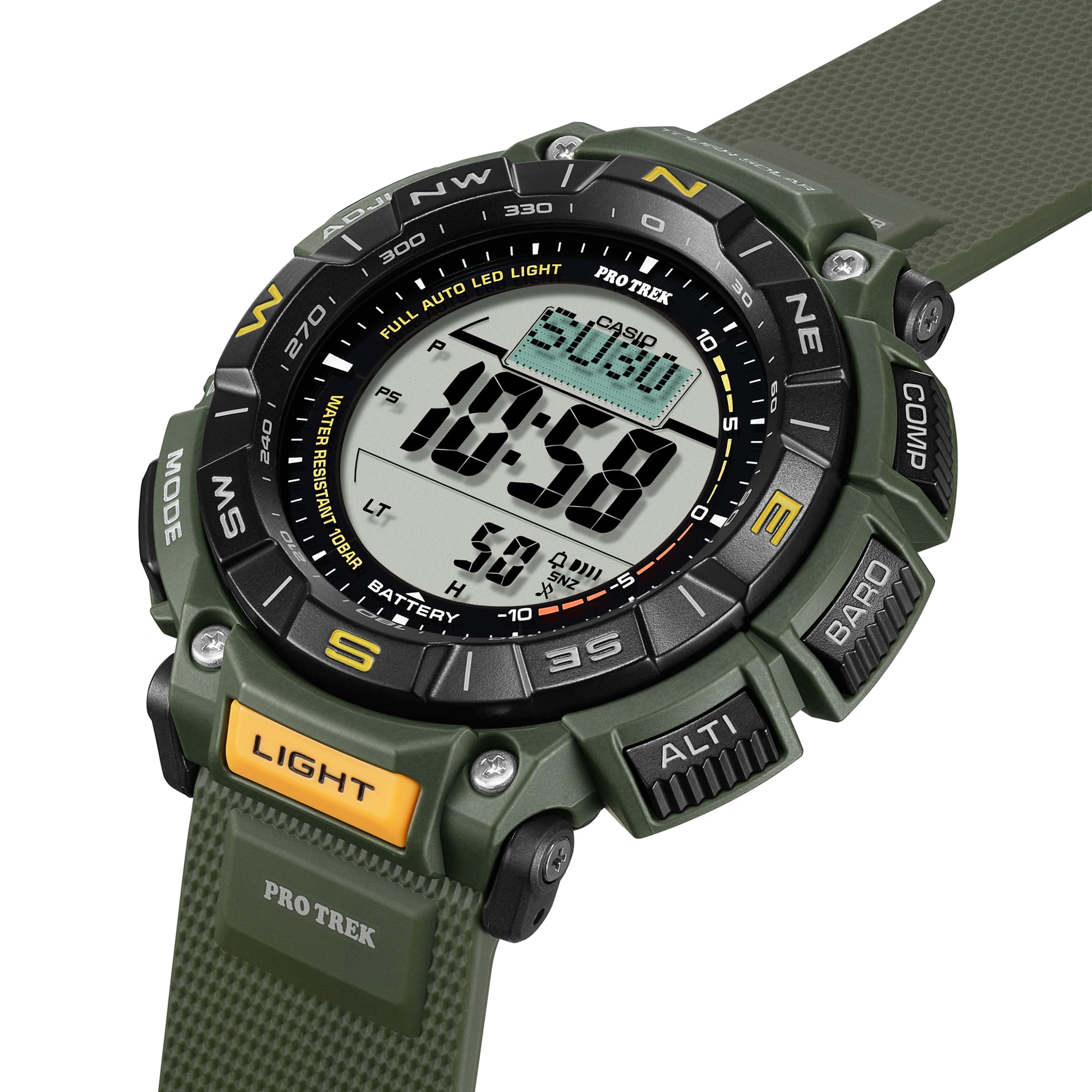 Casio Protrek Digital Solar Green Resin Band Watch PRG340-3D