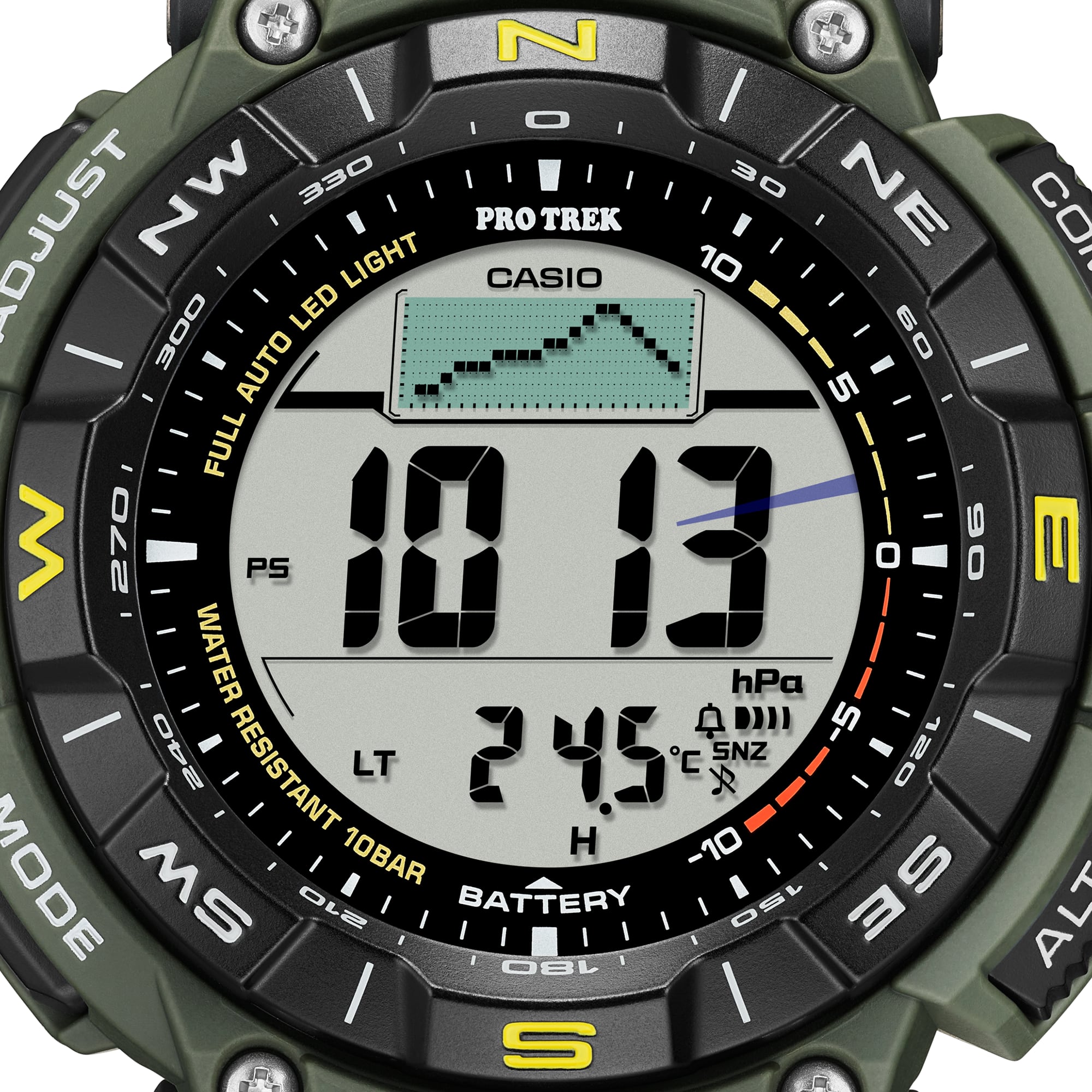 Casio Protrek Digital Solar Green Resin Band Watch PRG340-3D