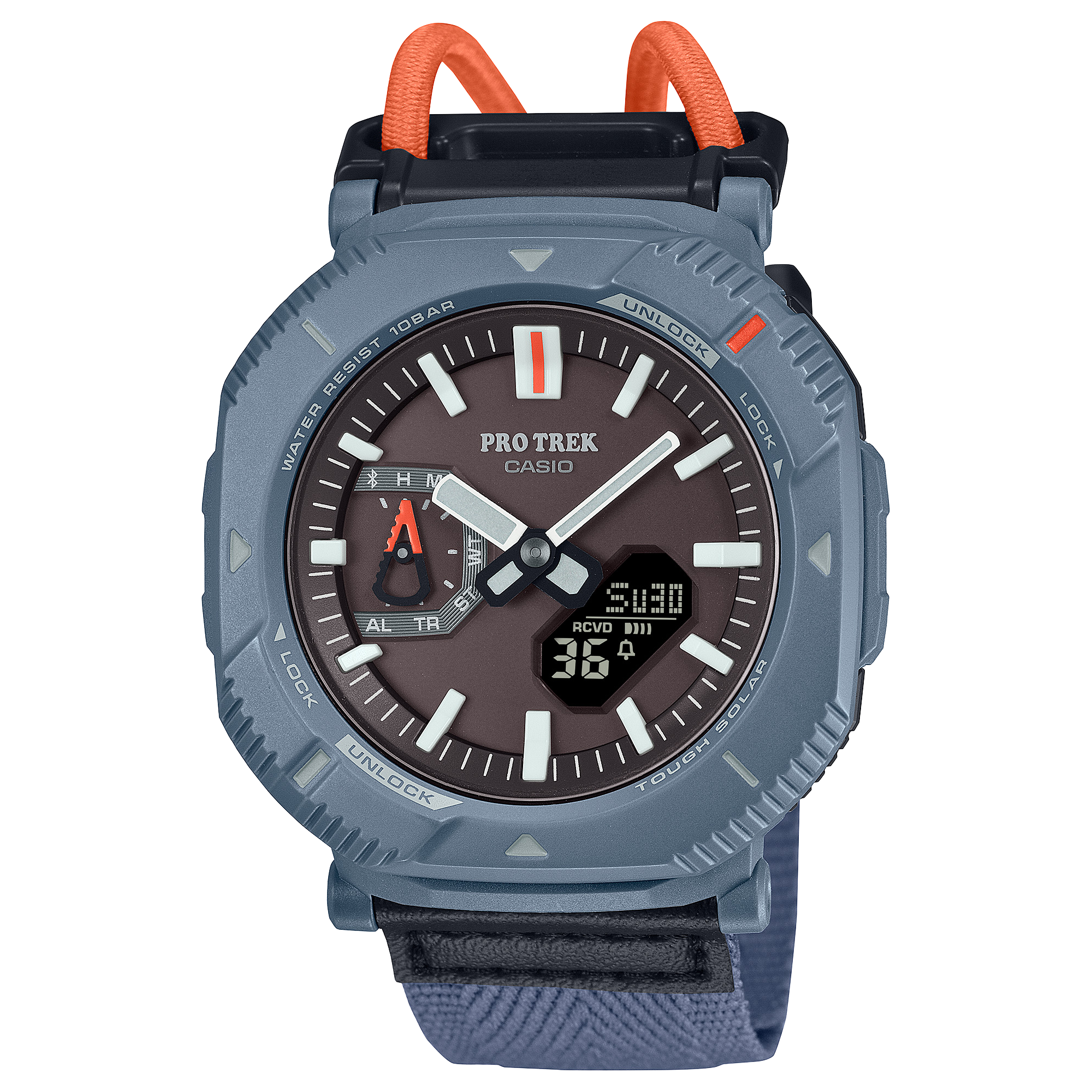 Casio ProTrek Ultralight Hiking Watch with DUO Solar and Fabric Bungee Band PRJB001B-2D