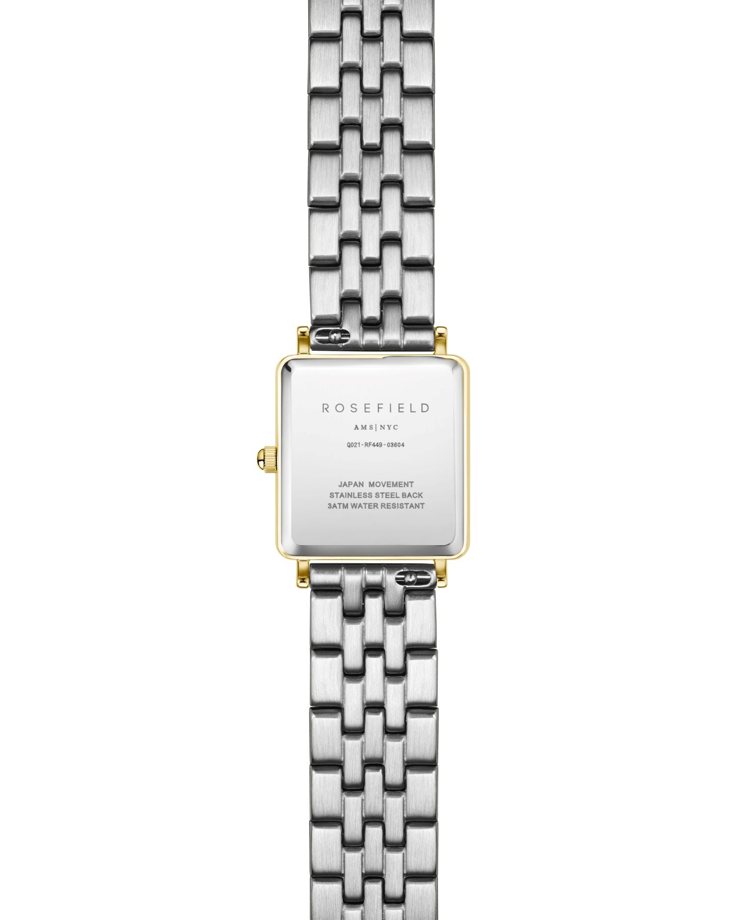 Rosefield The Boxy XS White Sunray Steel Silver Gold Duo Watch QMWSSG-Q023