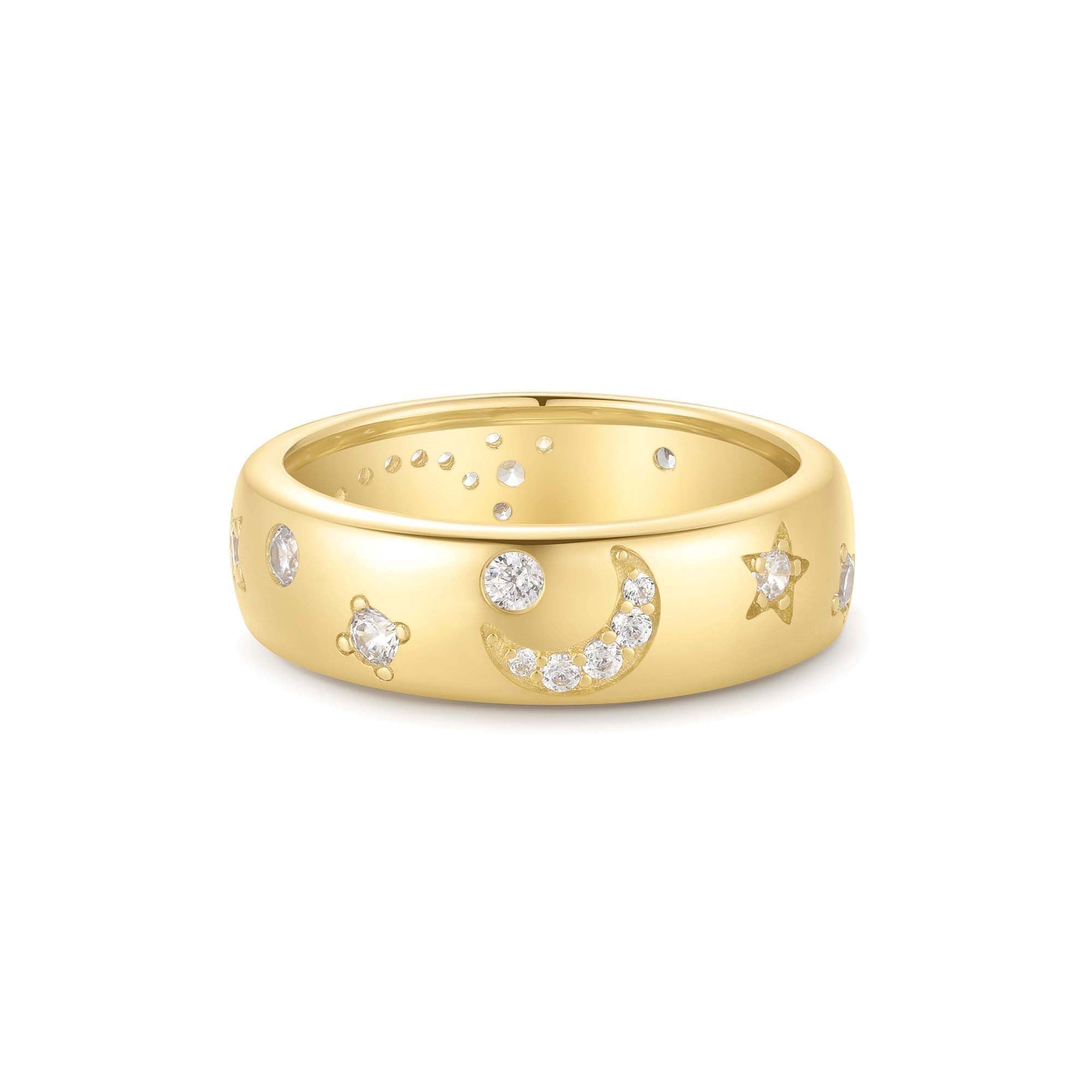 Gold Celestial Chunky Ring Modern Star Design for Women Trendy