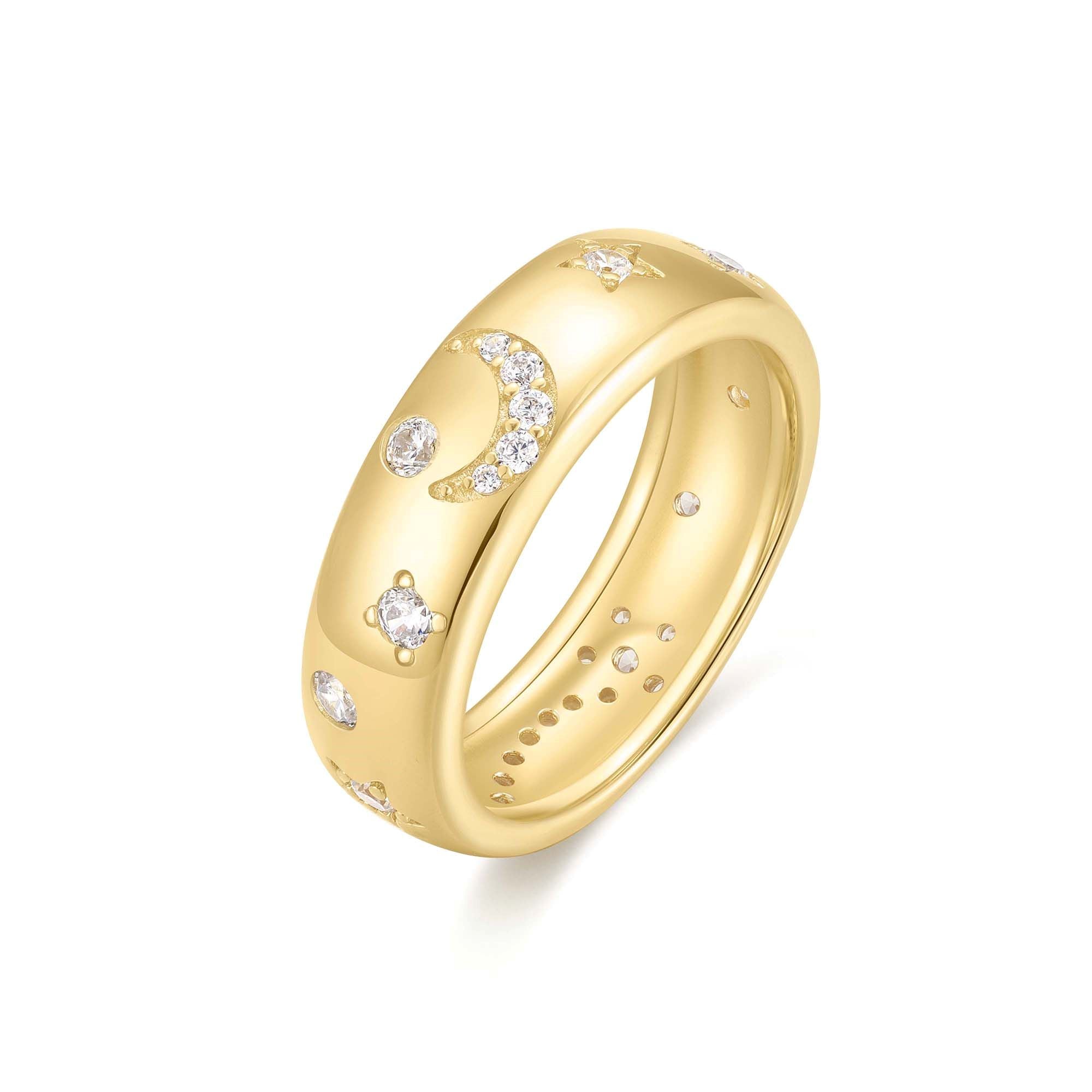 Gold Celestial Chunky Ring Modern Star Design for Women Trendy