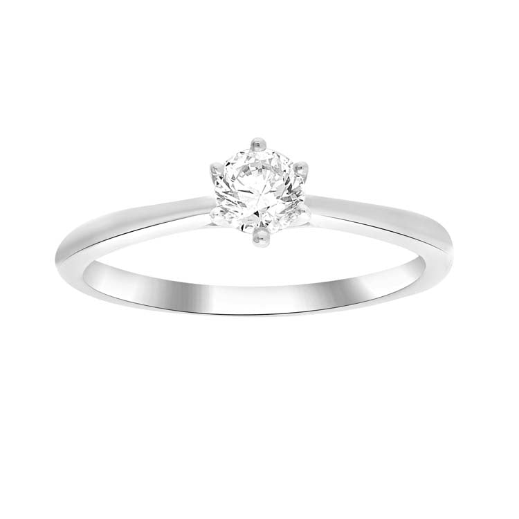 0.33ct Diamond 6 Claw Ring in 9K White Gold