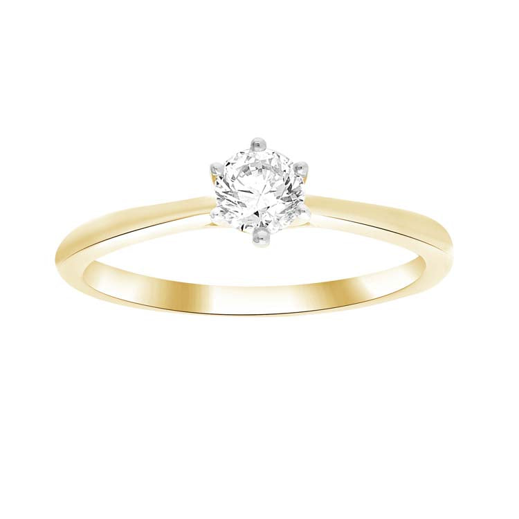 0.33ct Diamond 6 Claw Ring in 9K Yellow Gold
