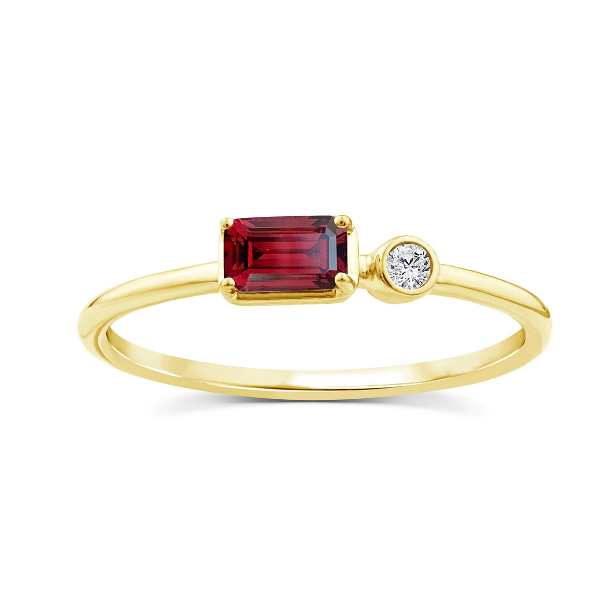 0.03ct Diamond & Garnet Ring in 9K Yellow Gold