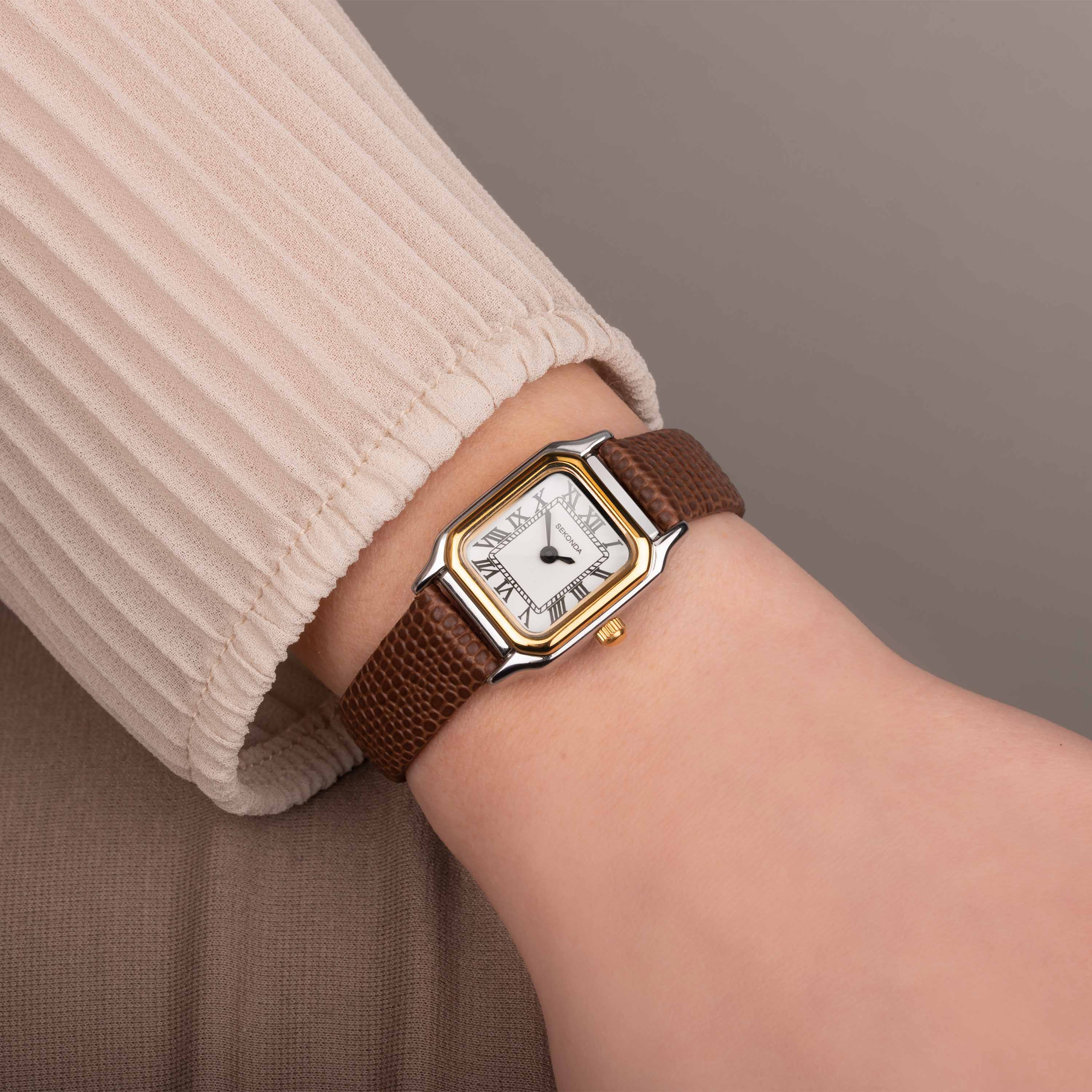 Sekonda Monica Brown Womens Leather Strap Watch Modern Durable Design