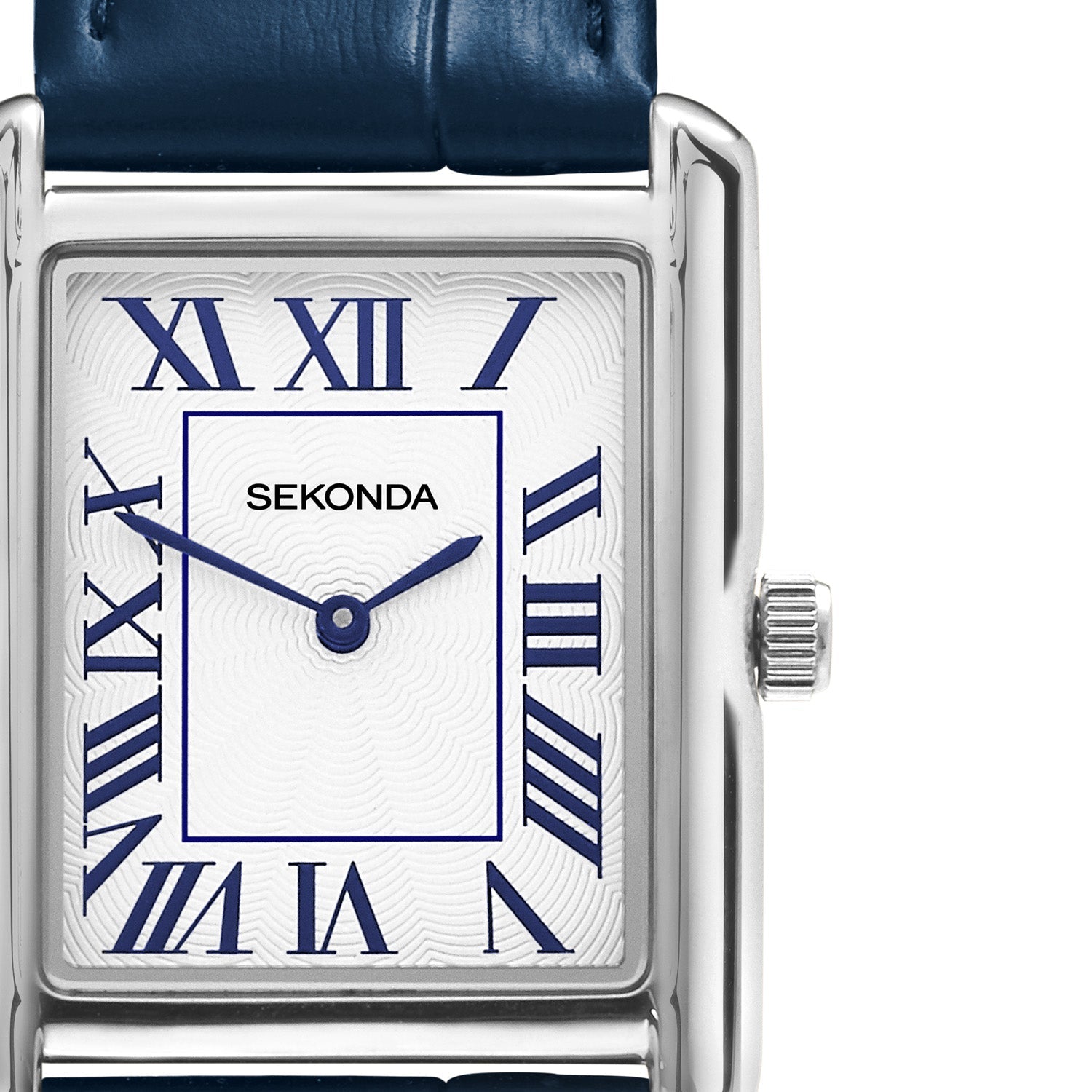Sekonda Clement Blue Guilloche Dial Mens Leather Watch 28x37mm