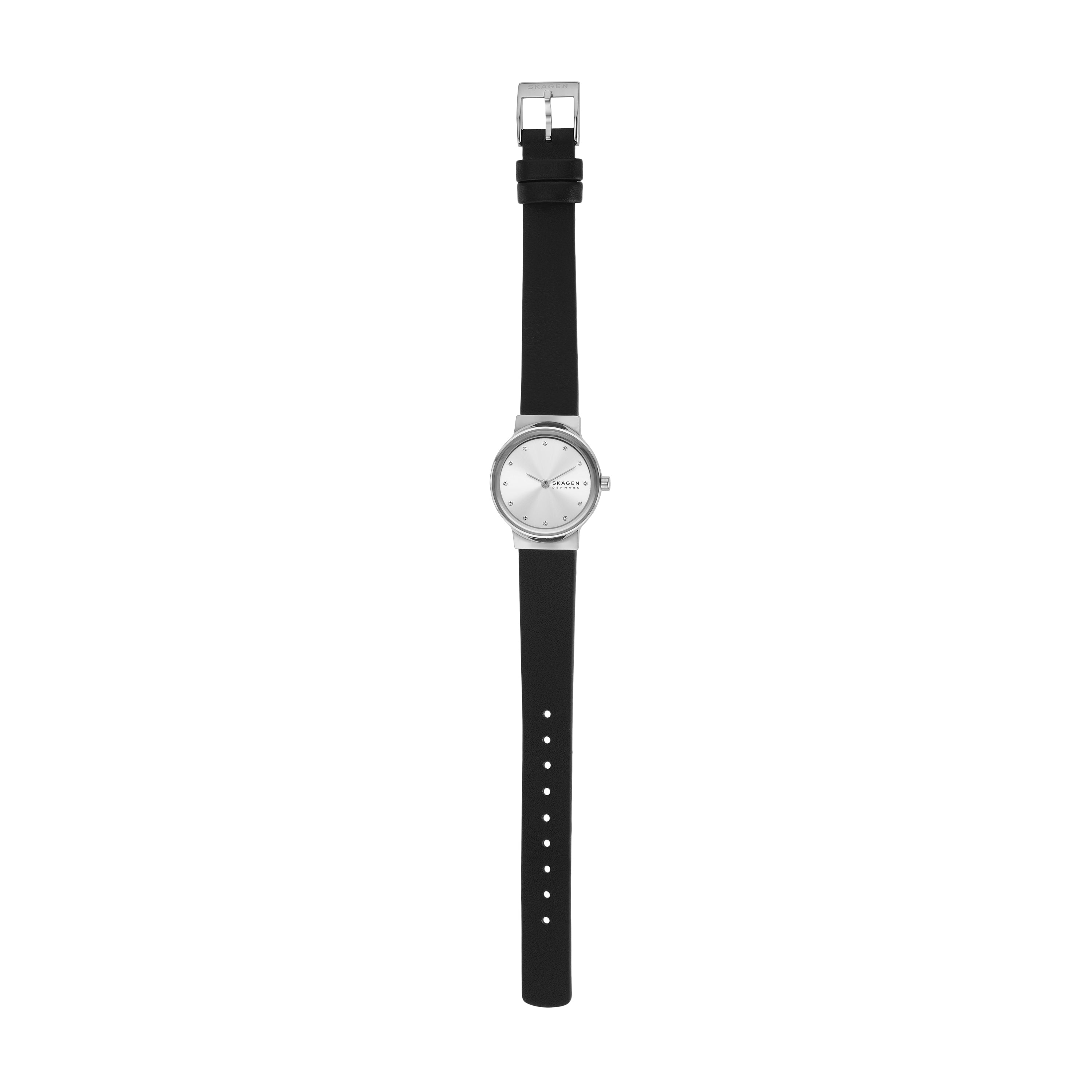Skagen Freja Minimalist Black Leather Watch for Women SKW3119