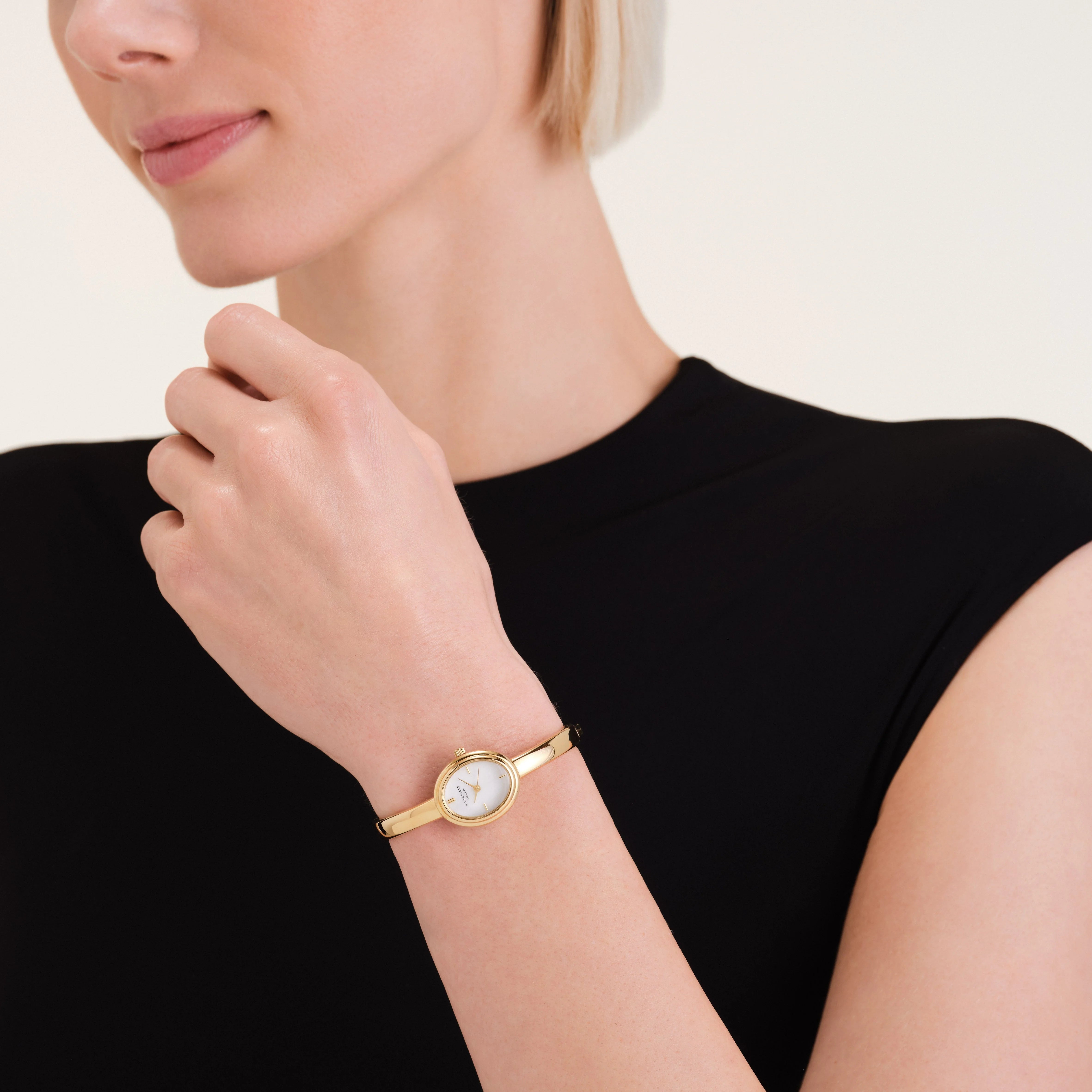 Rosefield Bangle S Gold White Mother of Pearl Dial STWGSG-ST04