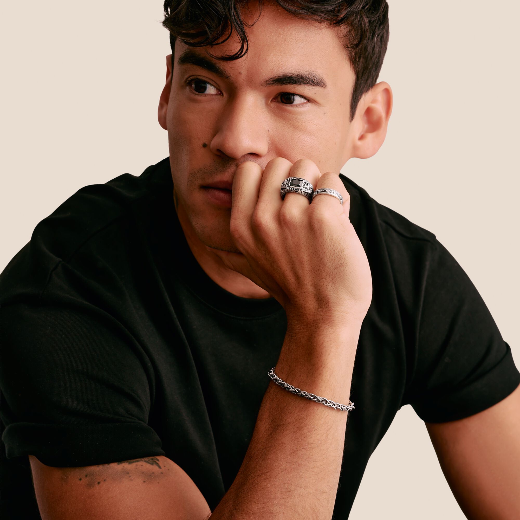 THOMAS SABO Signet Ring with Onyx and Black Stones