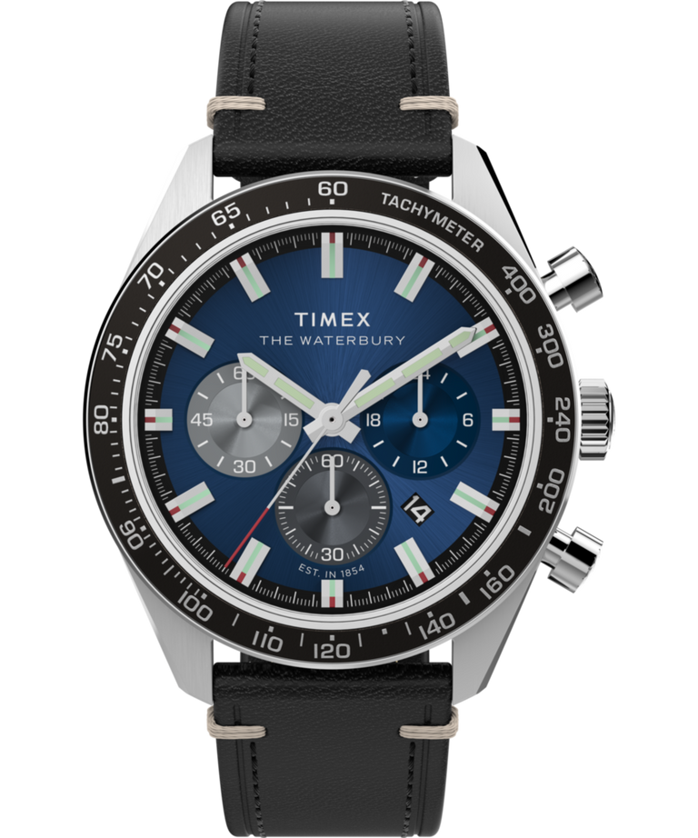 Timex Waterbury Chronograph Leather Strap Watch TW2Y18600