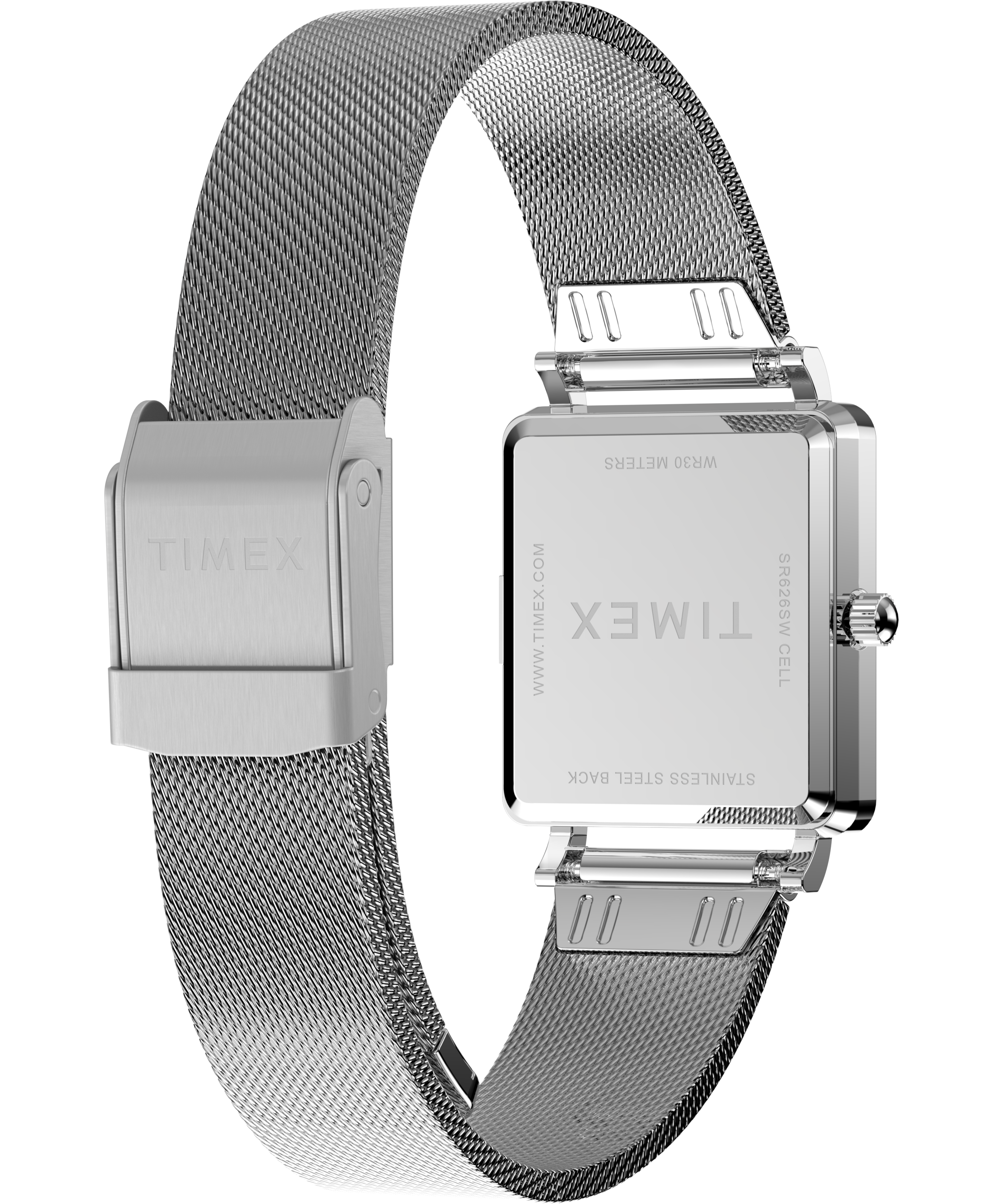 Timex Transcend Rectangular 22mm White Dial Stainless Steel Watch TW2Y26300