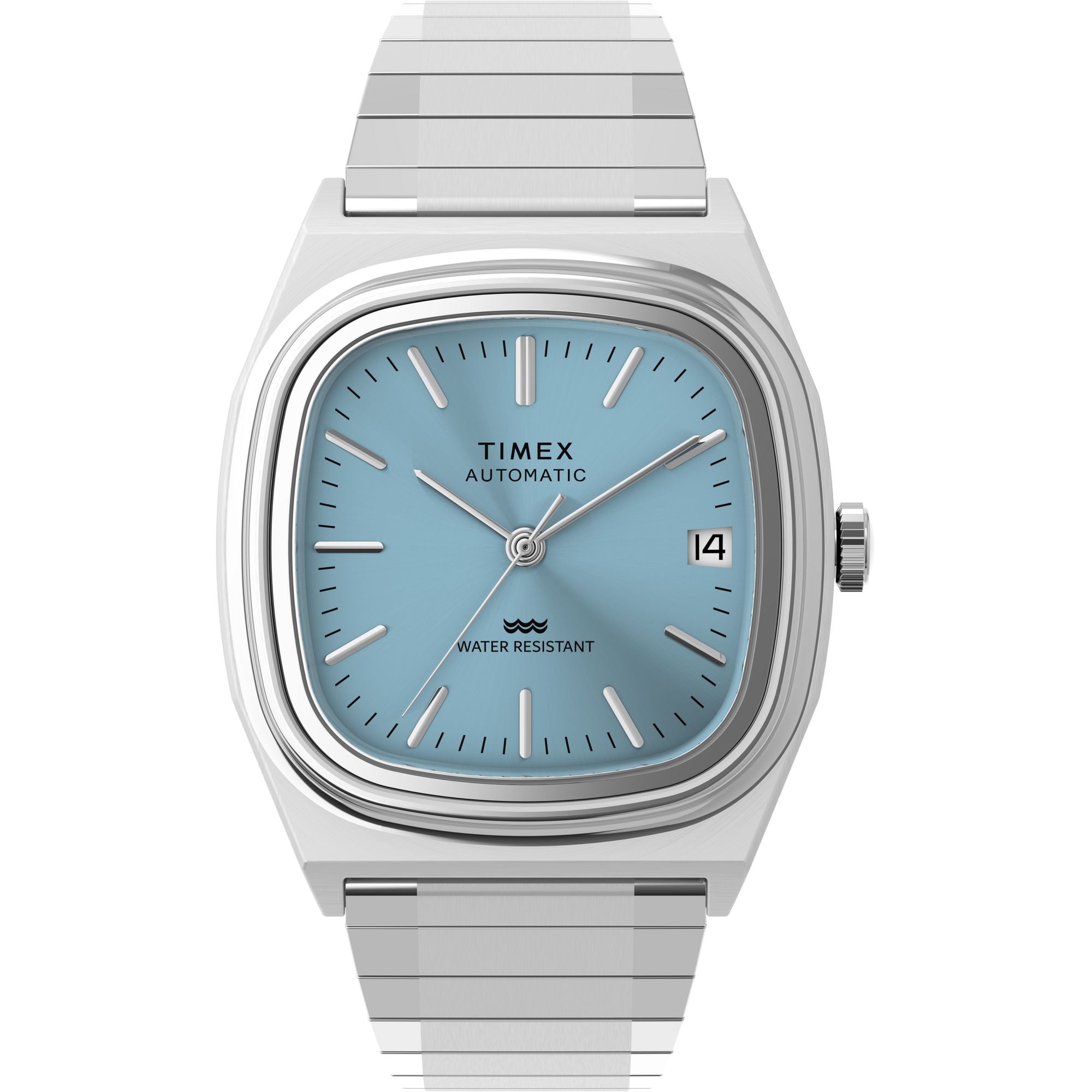 Timex E-Line Automatic 1983 Reissue Ice Blue Stainless Steel Band Watch TW2Y66700