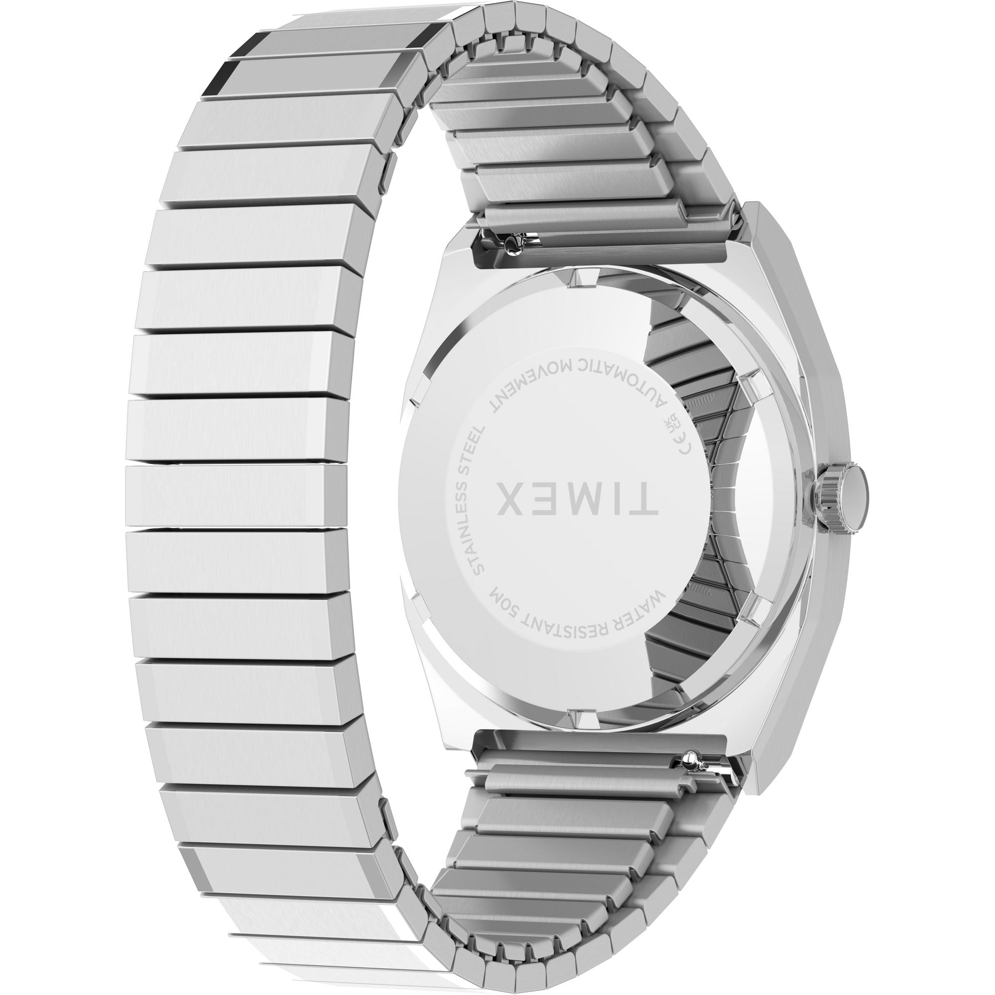 Timex E-Line Automatic 1983 Reissue Ice Blue Stainless Steel Band Watch TW2Y66700