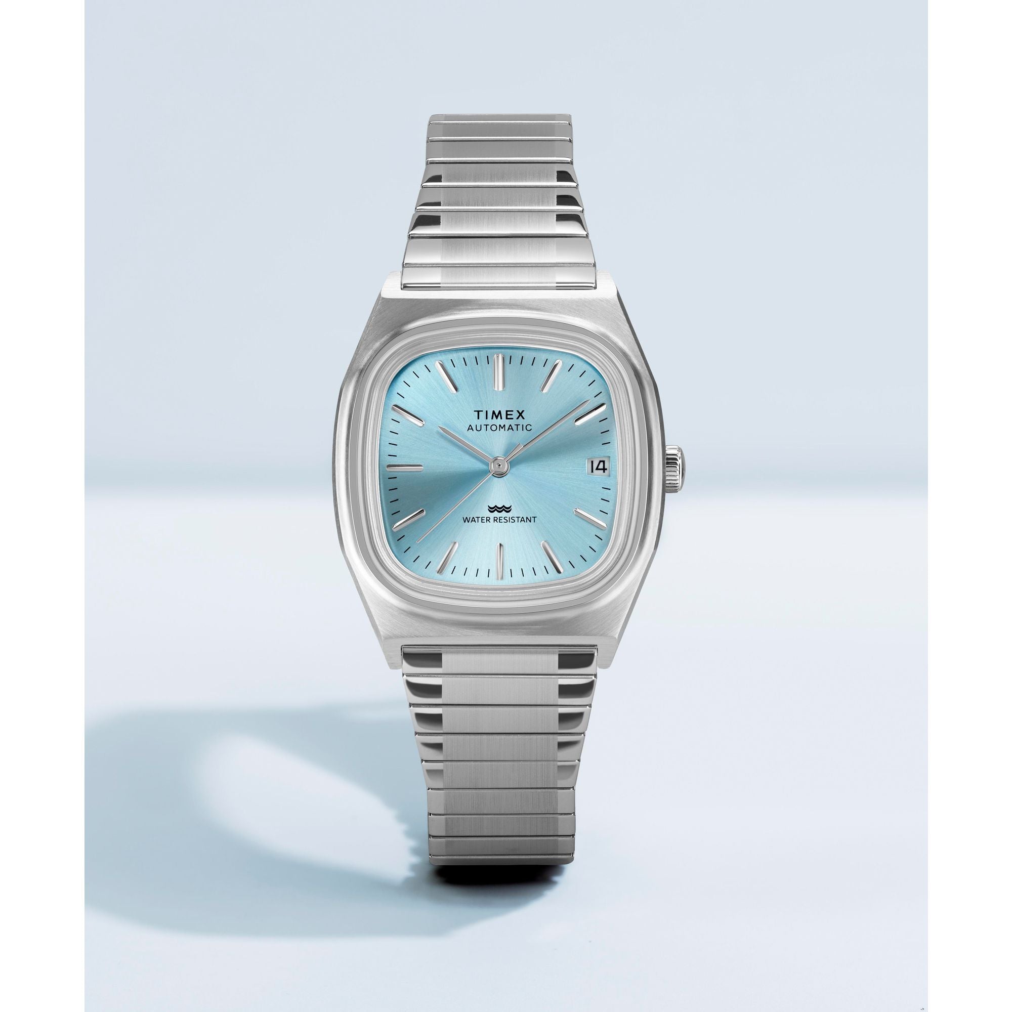 Timex E-Line Automatic 1983 Reissue Ice Blue Stainless Steel Band Watch TW2Y66700