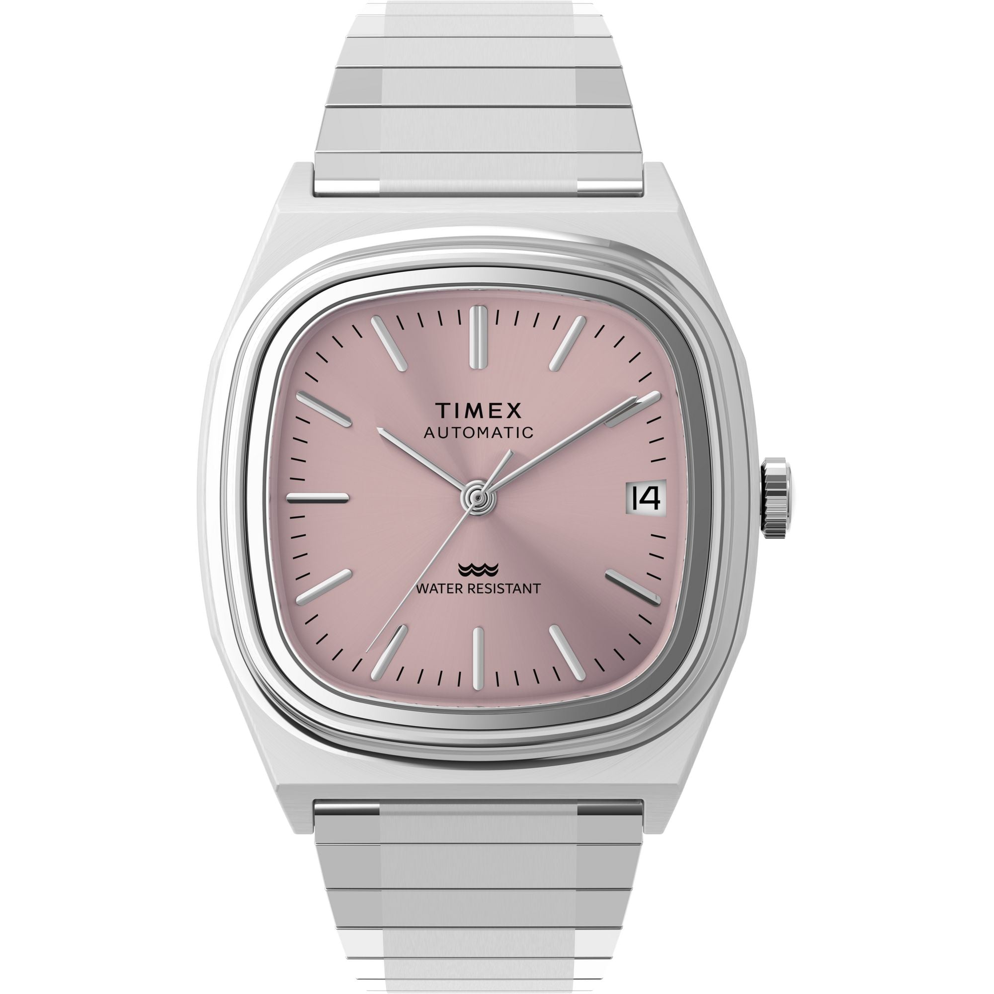 Timex E-Line Automatic 1983 Reissue Light Pink Stainless Steel Band Watch TW2Y66800