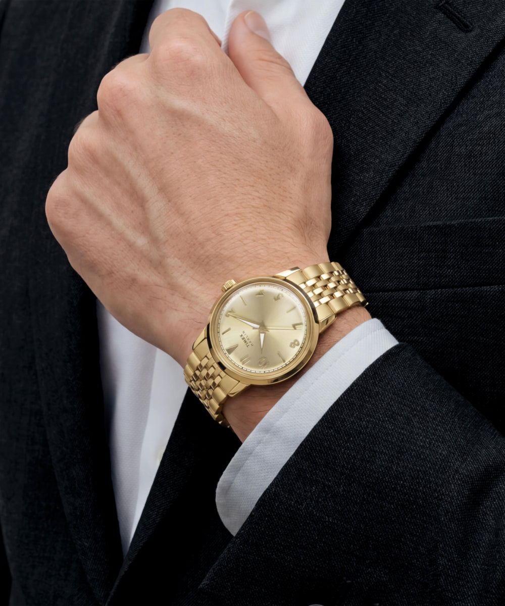 Timex Marlin Quartz Gold-Tone, Champagne dial, Gold stainless steel band