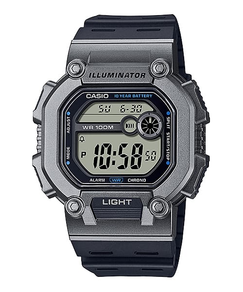Casio Digital Illuminator Grey Dial Black Resin Band Watch W737H-1A2