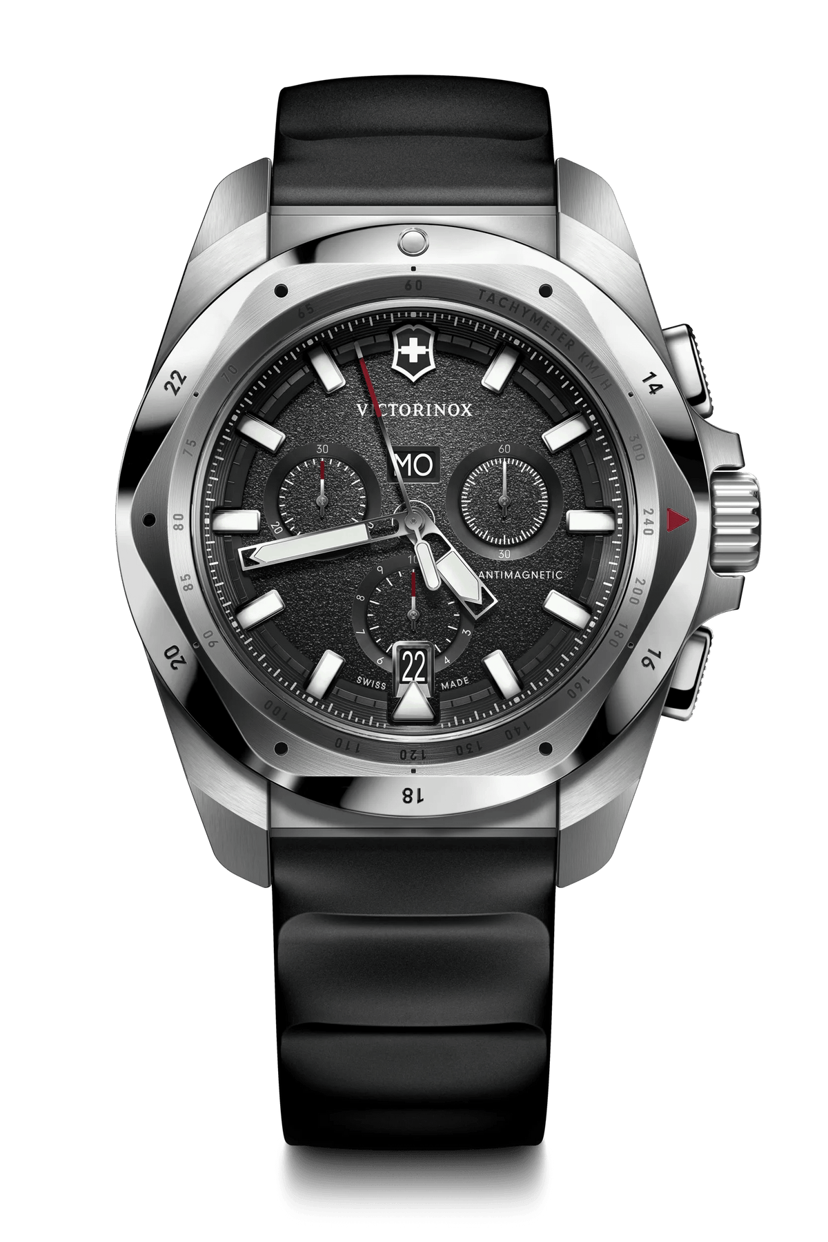 Victorinox Inox 43 Chrono Black Dial Rubber Strap Watch 241983