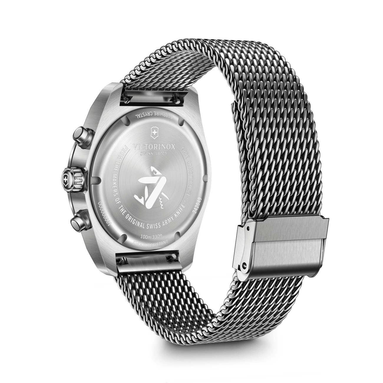 Victorinox Swiss Army Chrono Blue Dial Mesh Stainless Steel Band Mens Watch 242049