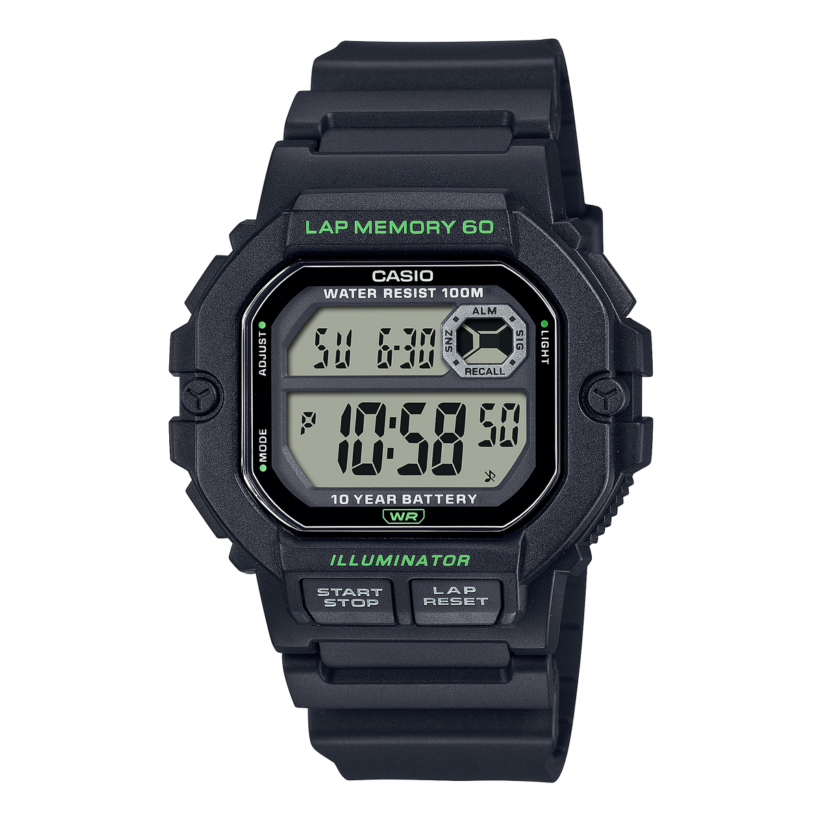 Casio Digital Sports Gear Black Resin Band Watch WS1400H-1A