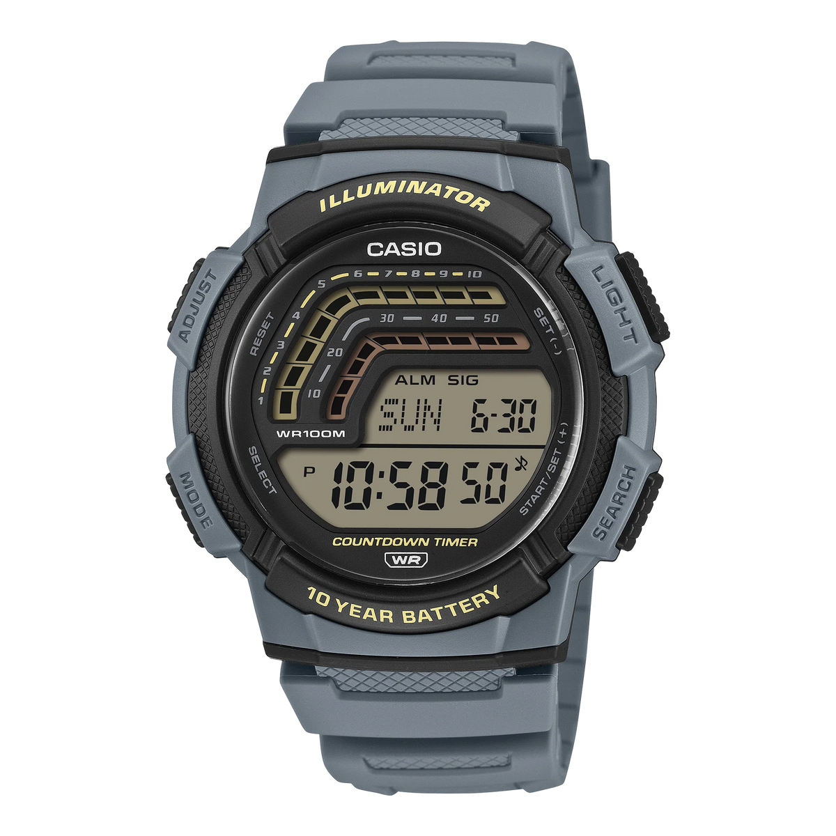 Casio Multifunction Grey Resin Band with Precision Timekeeping Watch WS1800-2A