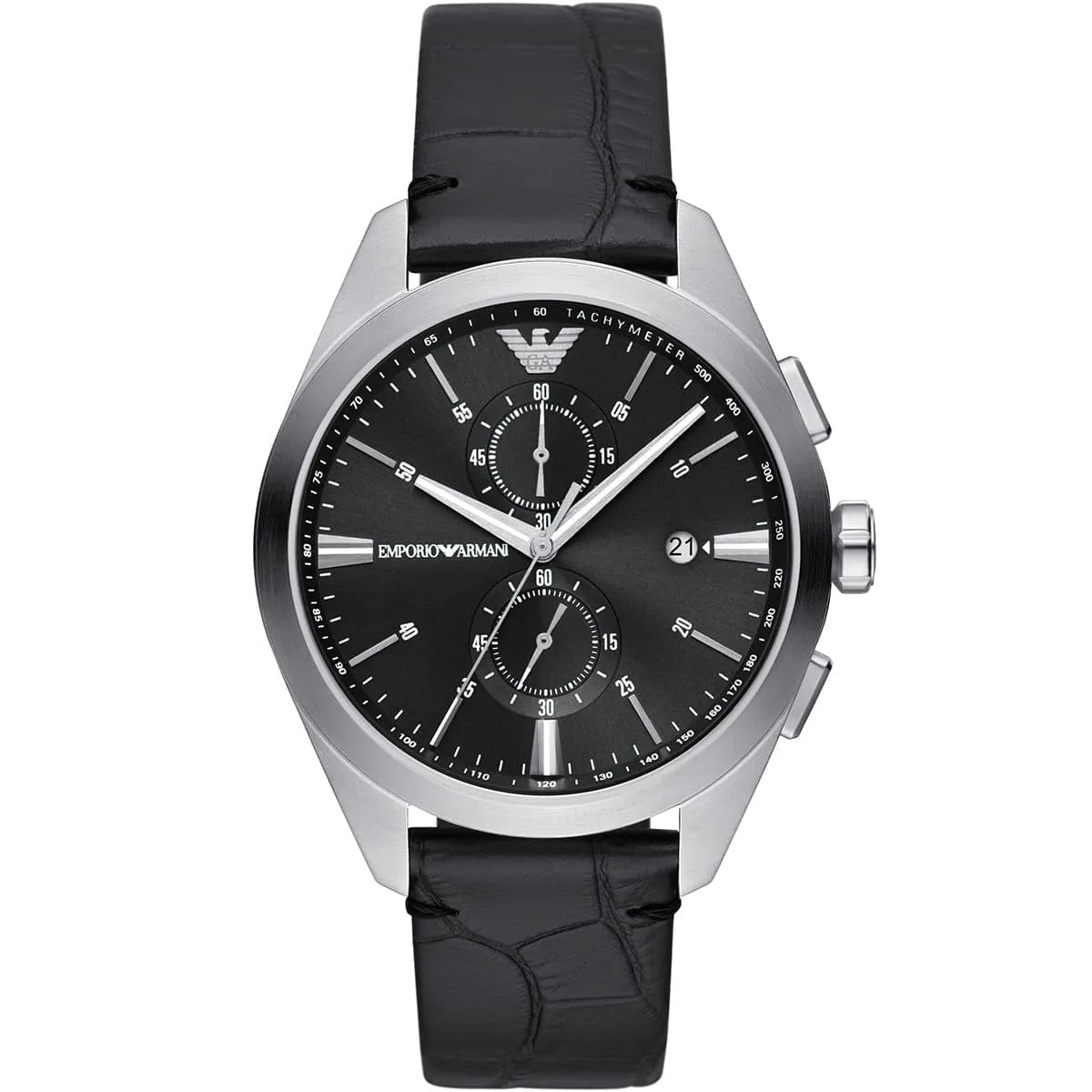 Emporio Armani Black Dial Black Leather Watch AR11542
