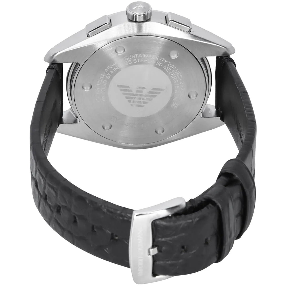 Emporio Armani Black Dial Black Leather Watch AR11542
