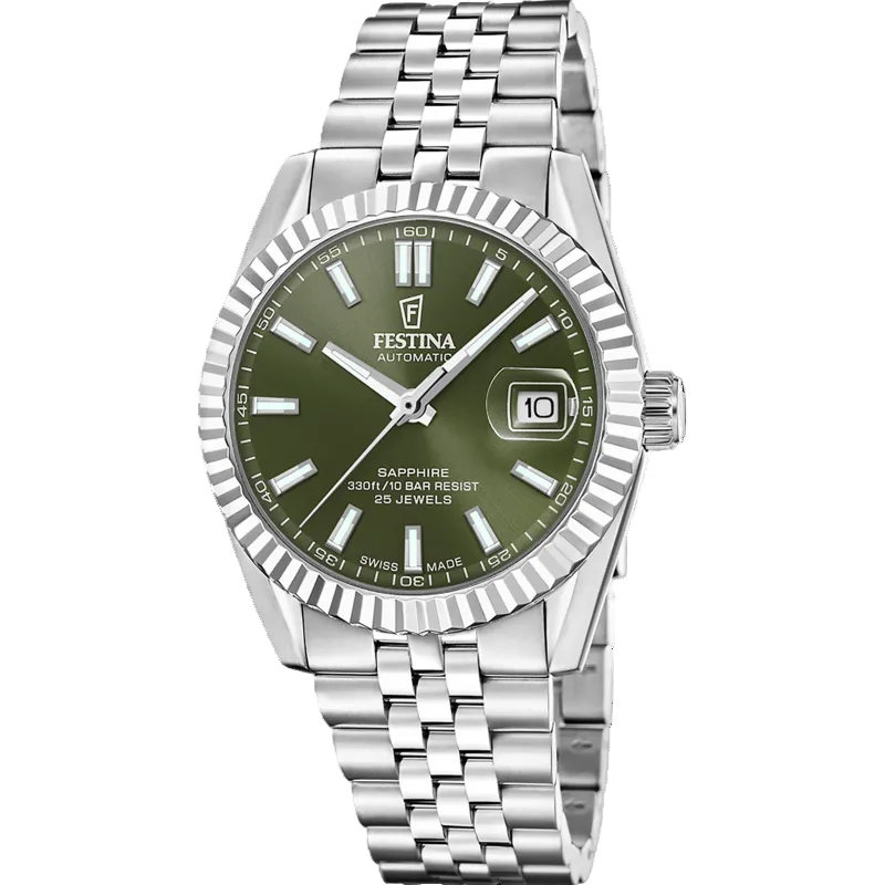 Festina Swiss Made Automatic Green Dial Stainless Steel Men’s Watch F20090/3