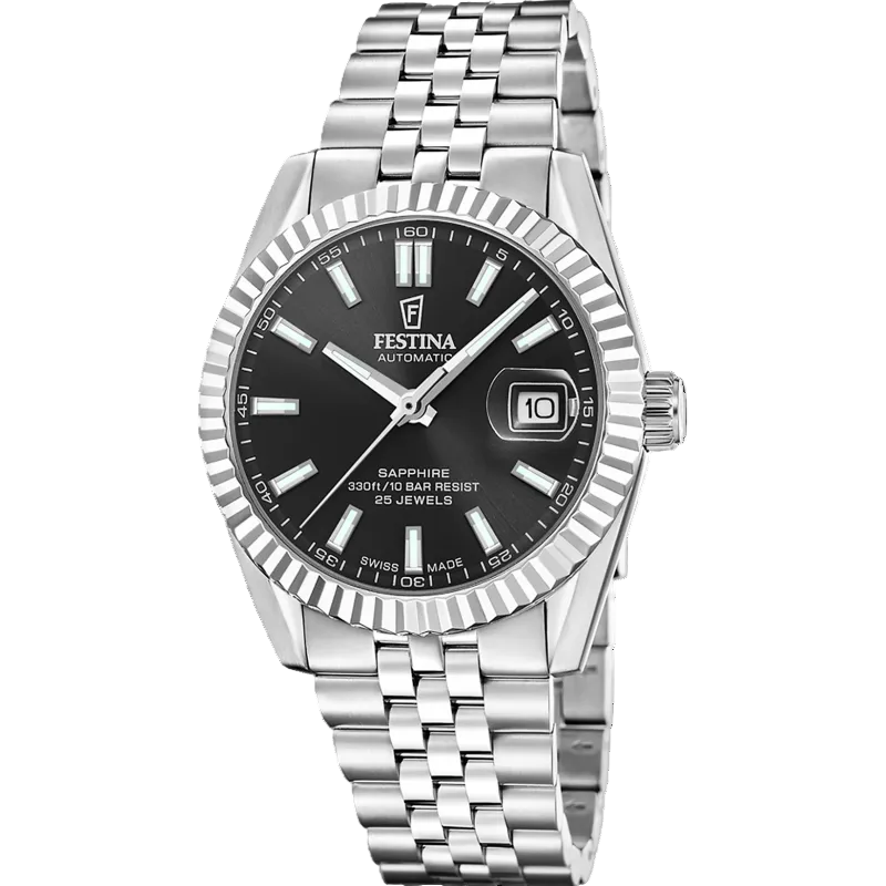 Festina Swiss Made Automatic Black Dial Stainless Steel Men’s Watch F20090/4