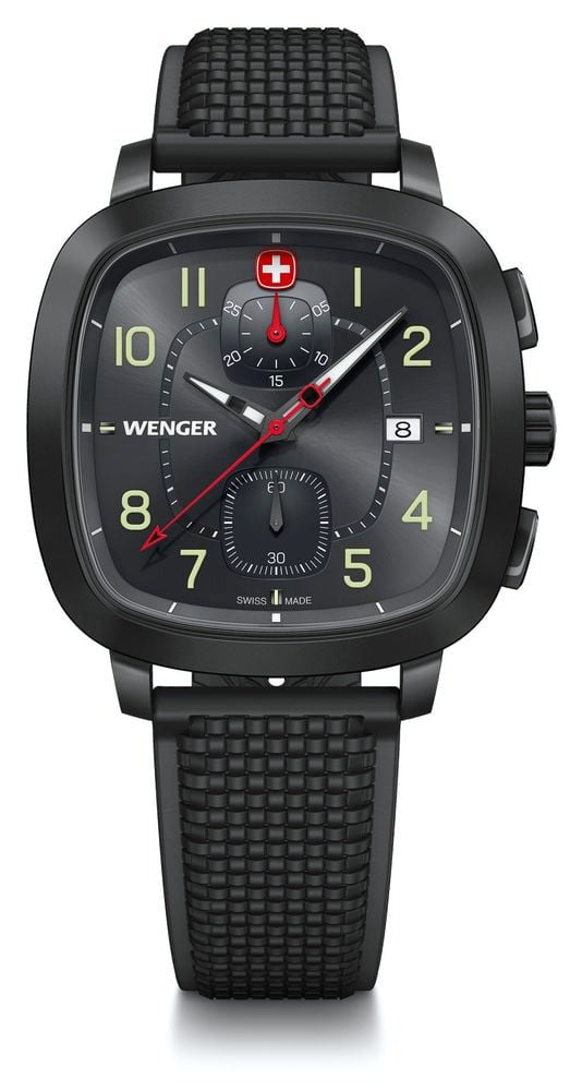Wenger Vintage Sport Chrono 39.5mm Black Case and Rubber Band 01.1933.114