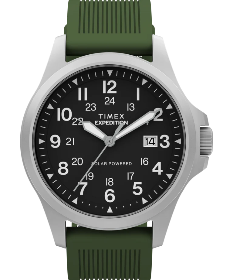 Timex Expedition® Field Post Solar Green Rubber Band Black Dial Watch