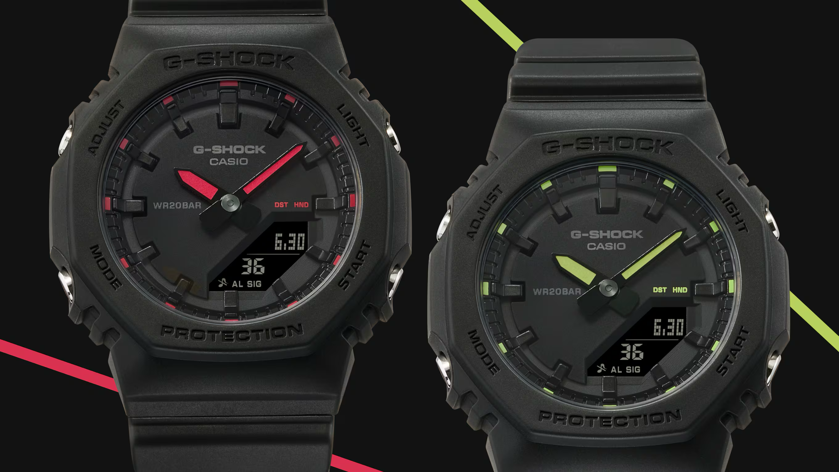 G-Shock Slim CasiOak Black With Green Markers Watch GMAP2100SA-1A2