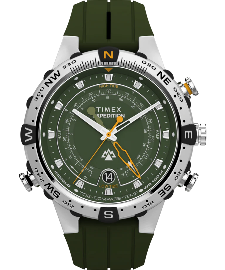 Montre Timex Expedition North Tide Temp Boussole - Cadran Vert - 43 Mm - 100m étanche - Neuf Avec étiquettes