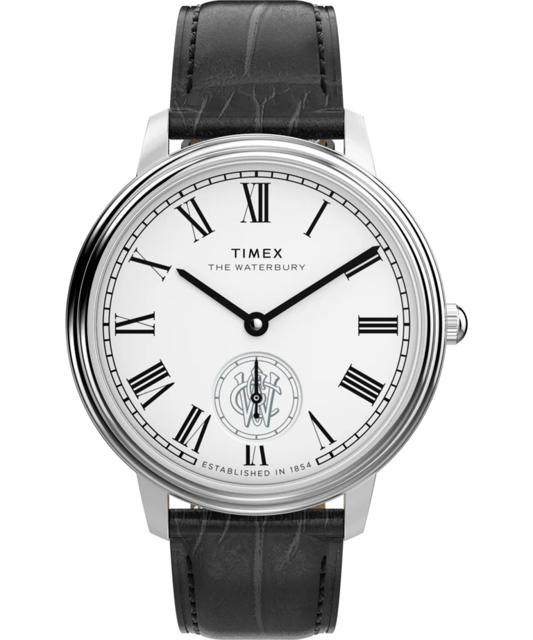 Timex Waterbury Metropolitan Sub-Second 39mm Black Leather Band Watch TW2Y23100