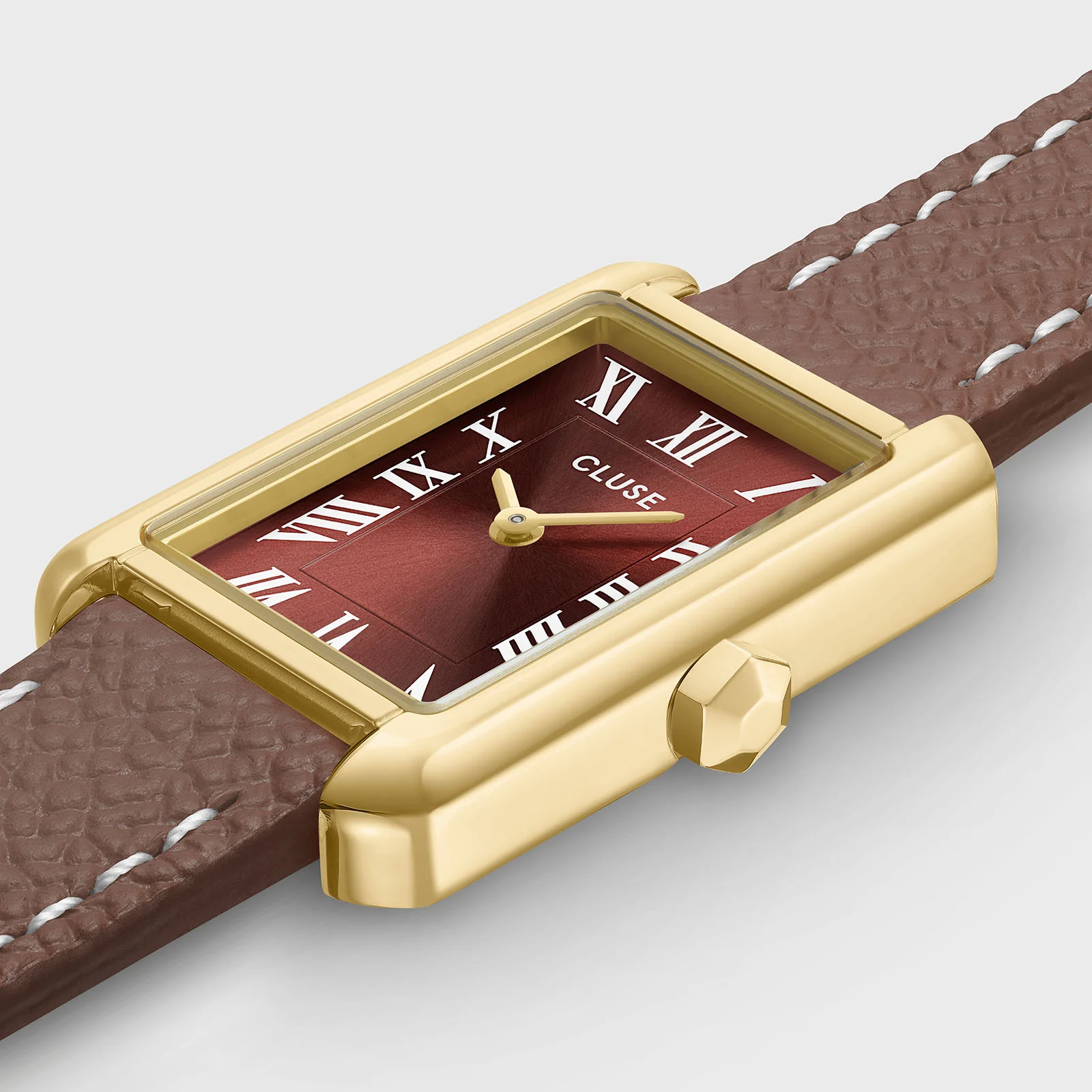 CLUSE Belisenna Mocha Dial Gold Case Mocha Double Wrap Leather Band CW15006