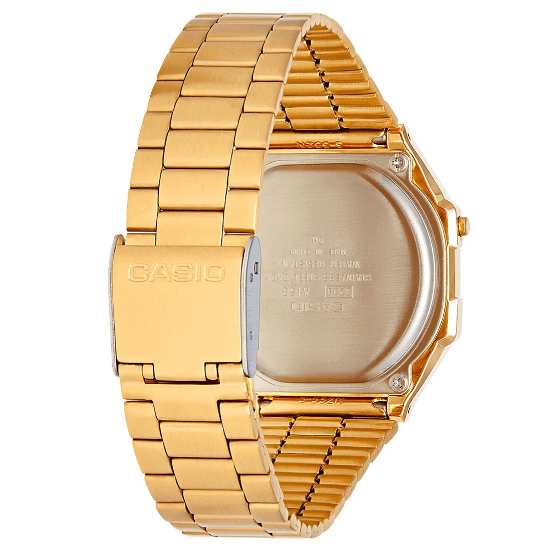 Casio Digital Alarm Chrono Gold Stainless Steel Unisex Watch A168WG-9W