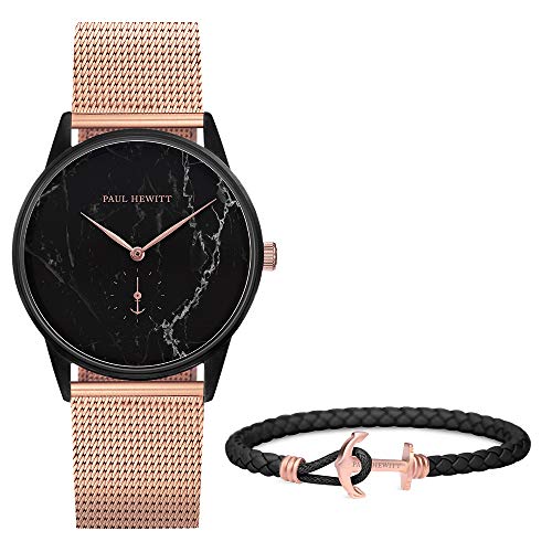 Paul Hewitt Black Marble Gift Set (Black Marble Watch and Black Phrep Small)