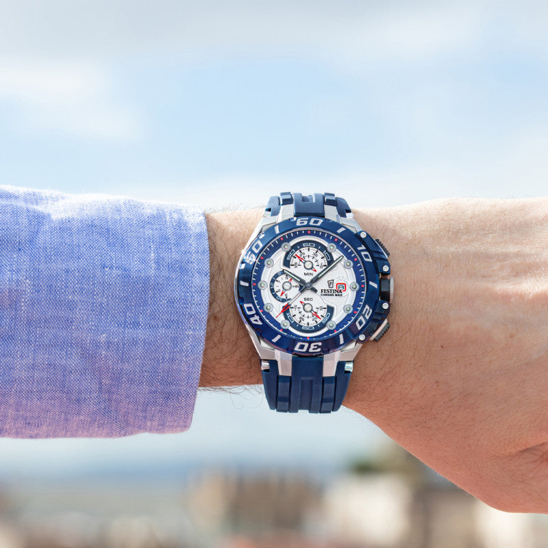 Festina ChronoBike White Dial Blue Rubber Strap Men's Watch F20755/1