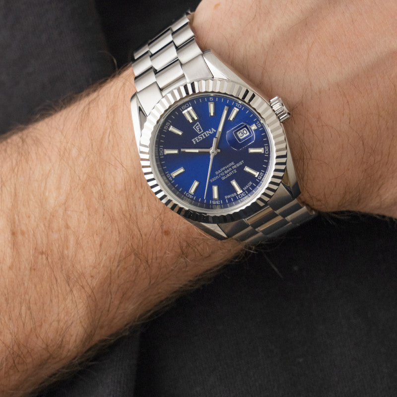 Festina Swiss Made Blue Dial Stainless Steel Men's Watch F20084/B