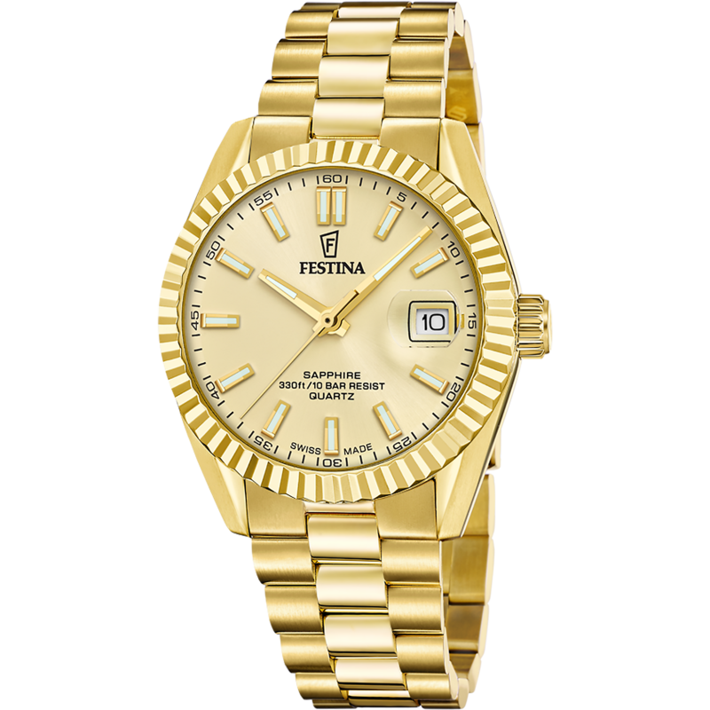 Festina Swiss Made Gold Dial Stainless Steel Men's Watch F20086/A