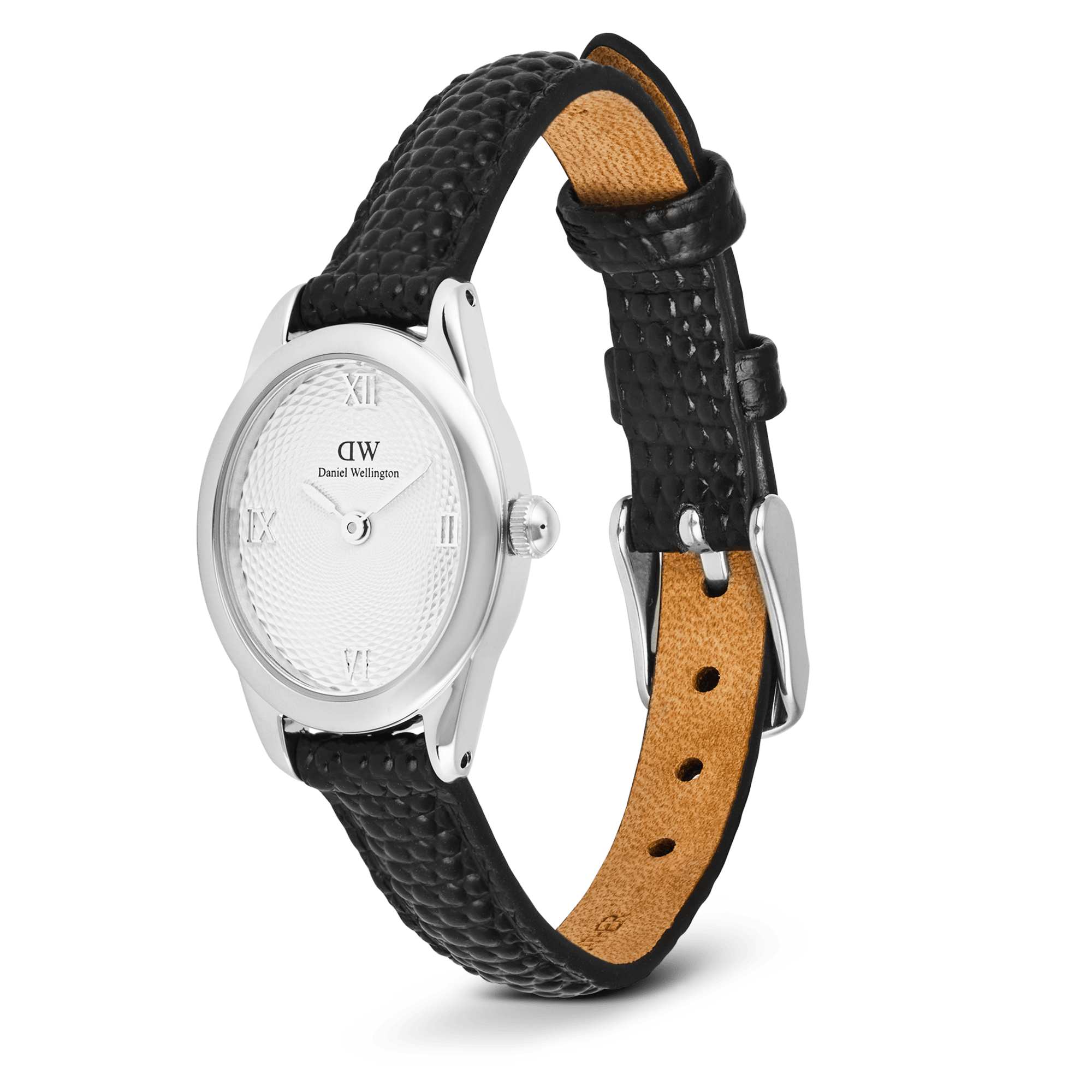Daniel Wellington Ophelia Mini Black Lizard White Guilloché Silver DW00100887