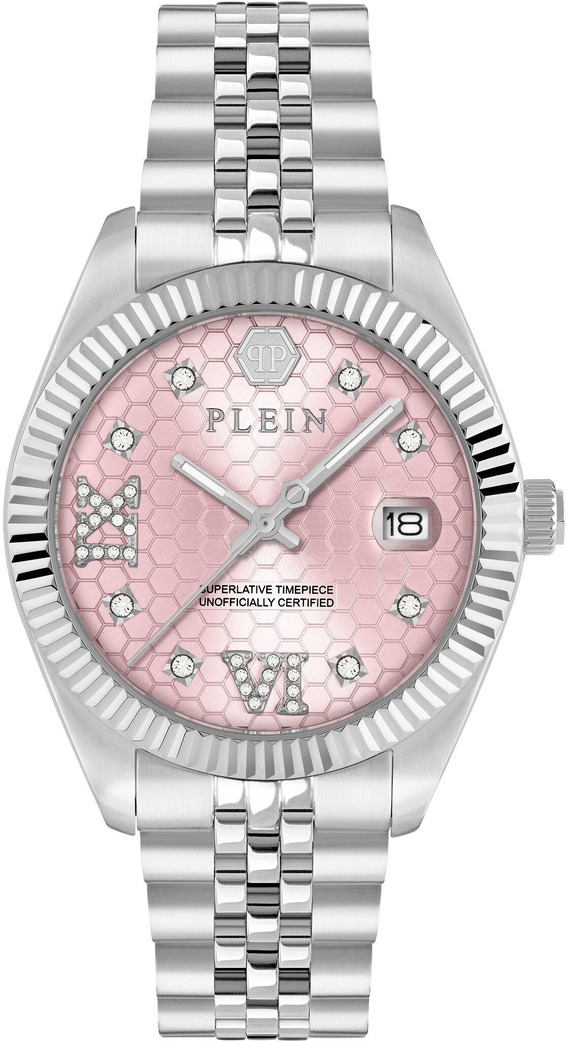 Philipp Plein Superlative Crystal Pink Dial Stainless Steel Watch PWYFA0125